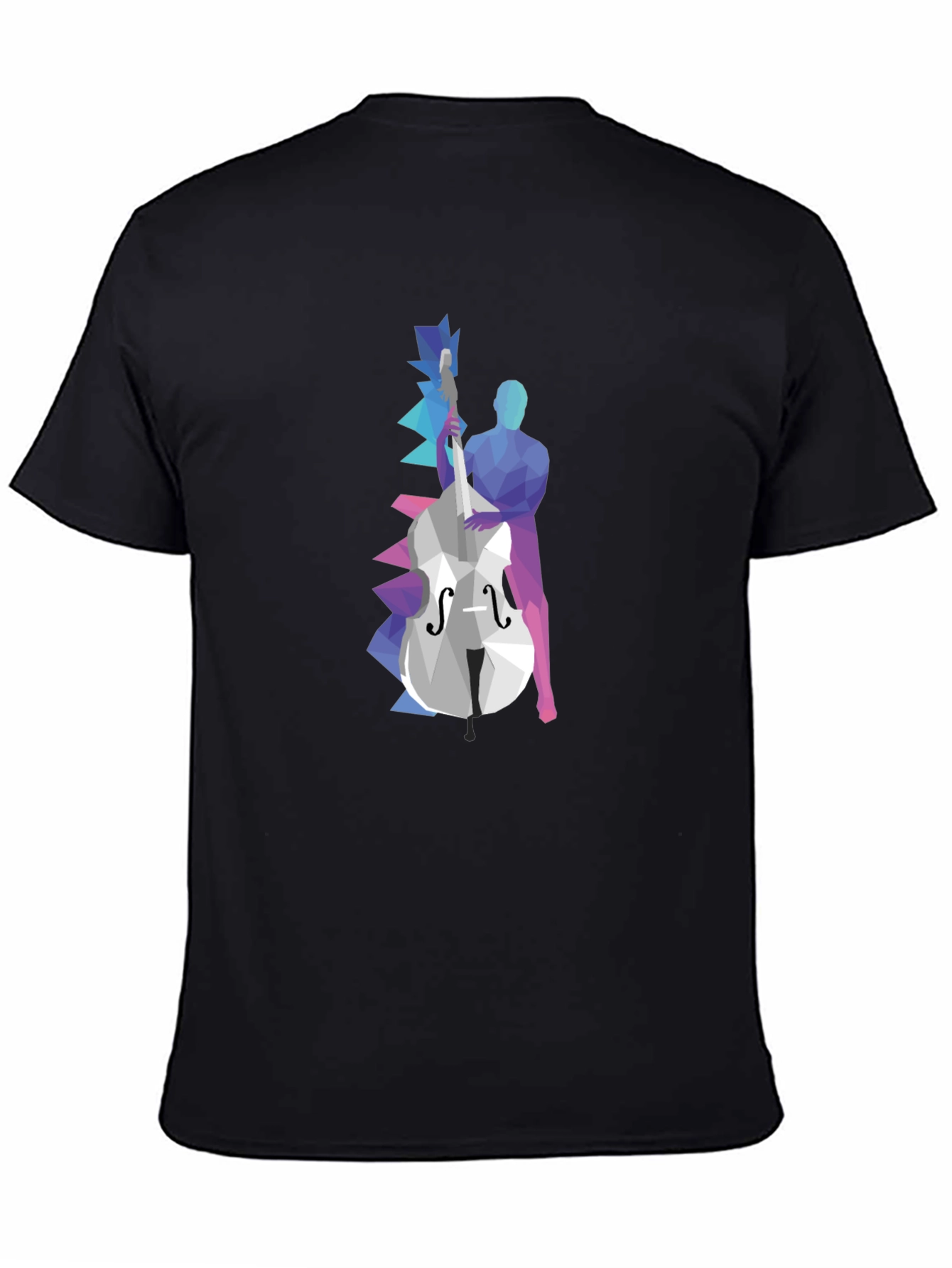 Abstract Bass Player Graphic Tee - Black Cotton T-Shirt