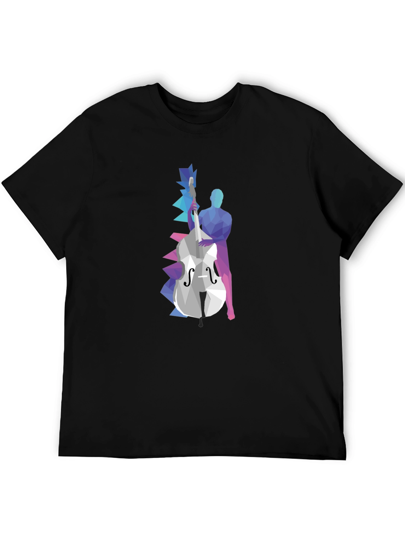 Abstract Bass Player Graphic Tee - Black Cotton T-Shirt
