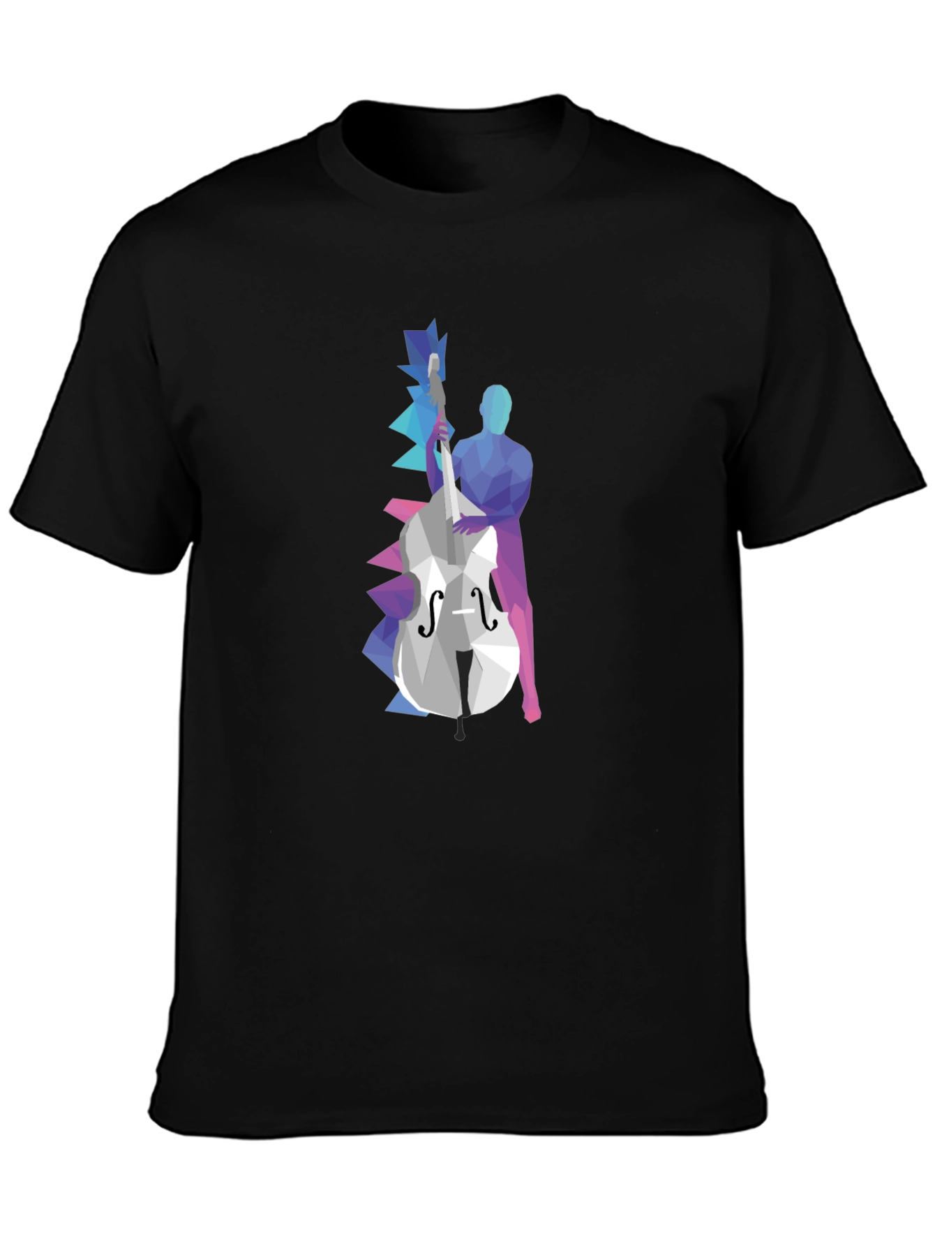 Abstract Bass Player Graphic Tee - Black Cotton T-Shirt