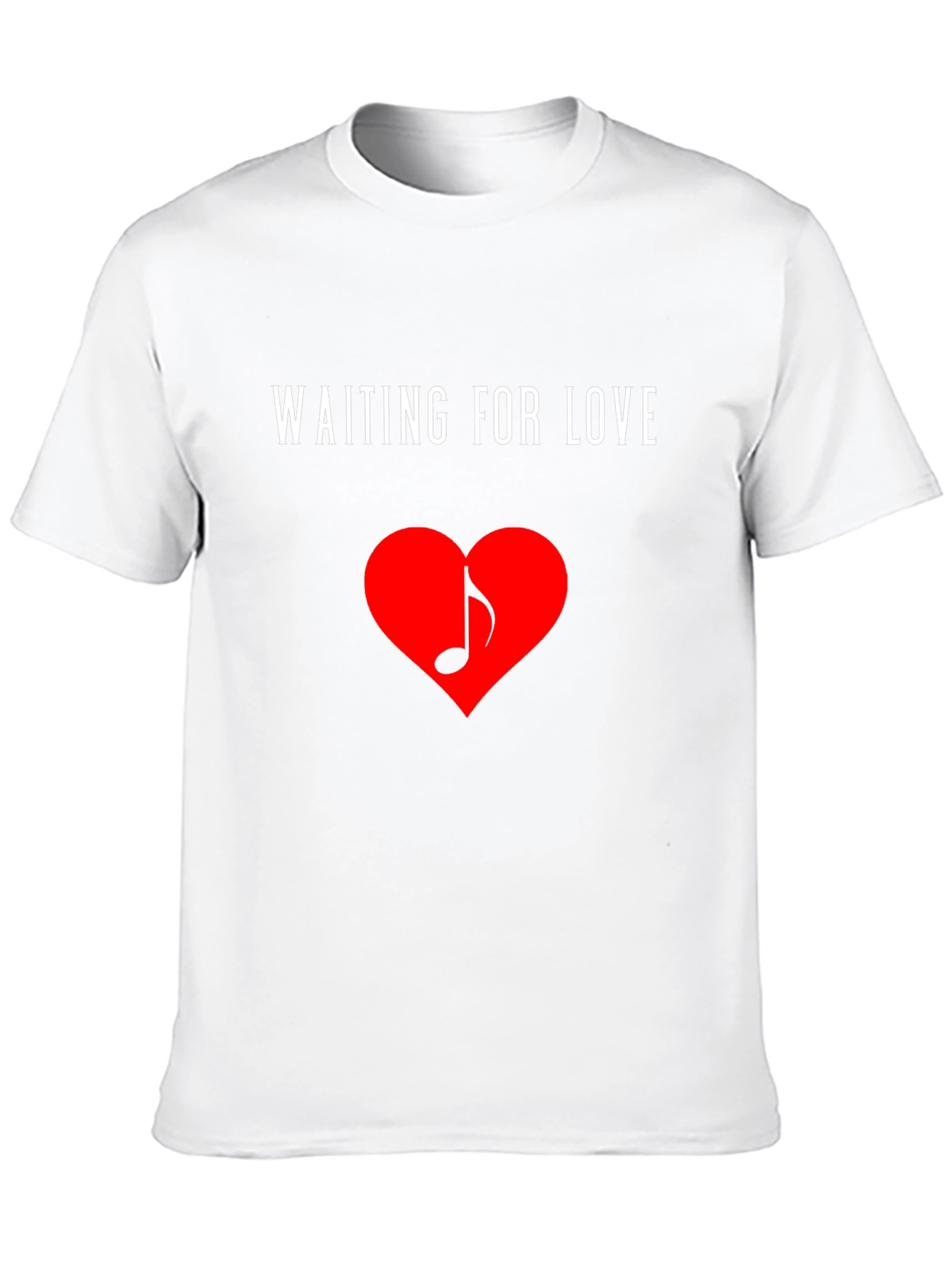 Waiting for Love Heart Music Note Black T-Shirt