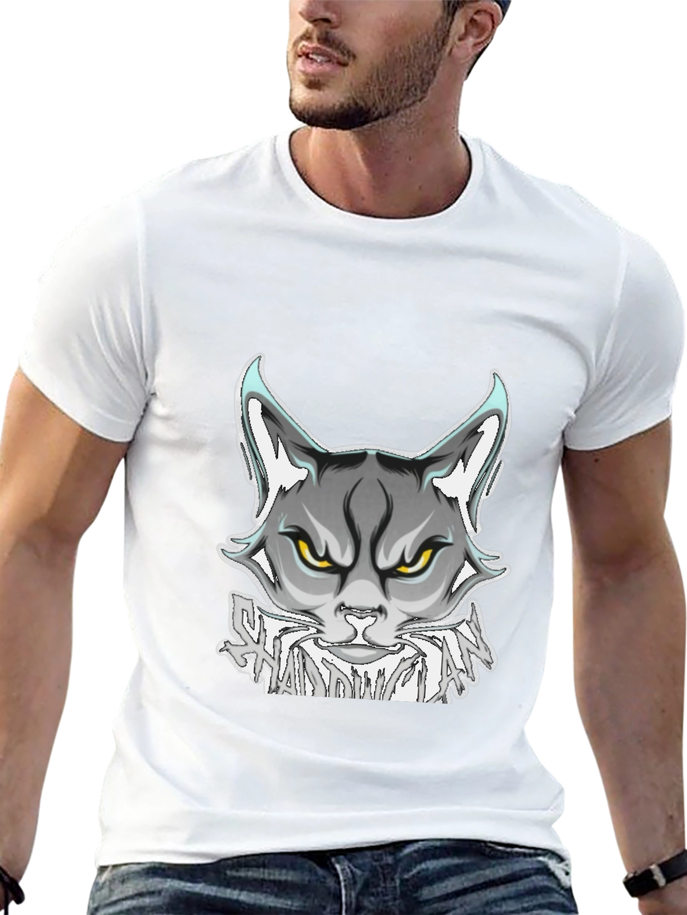 Shadowman Cat Graphic Black T-Shirt