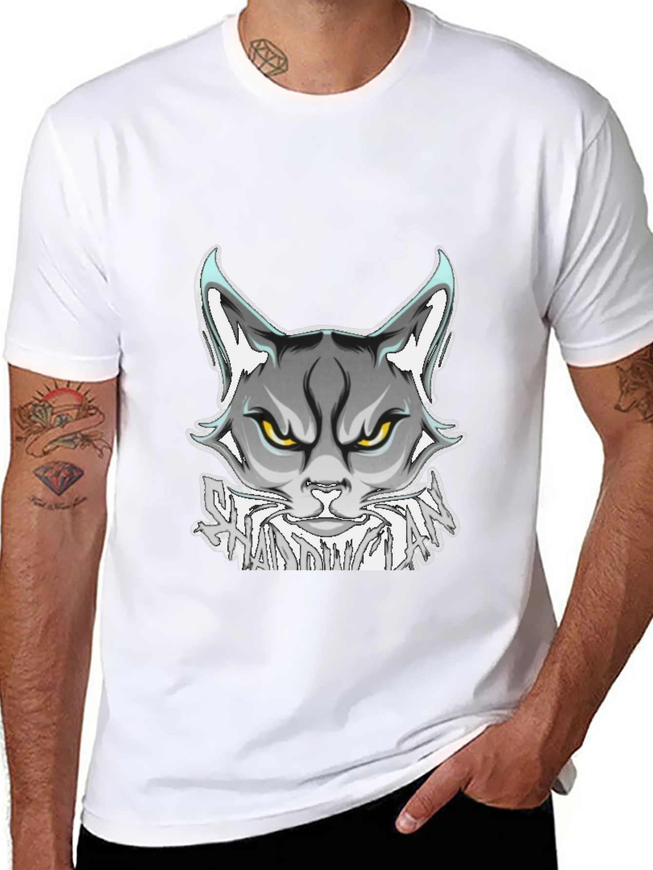 Shadowman Cat Graphic Black T-Shirt