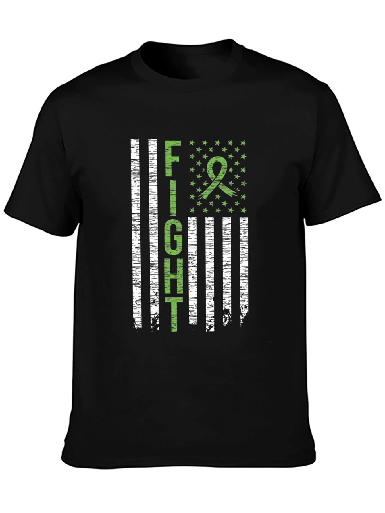 Fight Ribbon Tee - Black Crew Neck T-Shirt