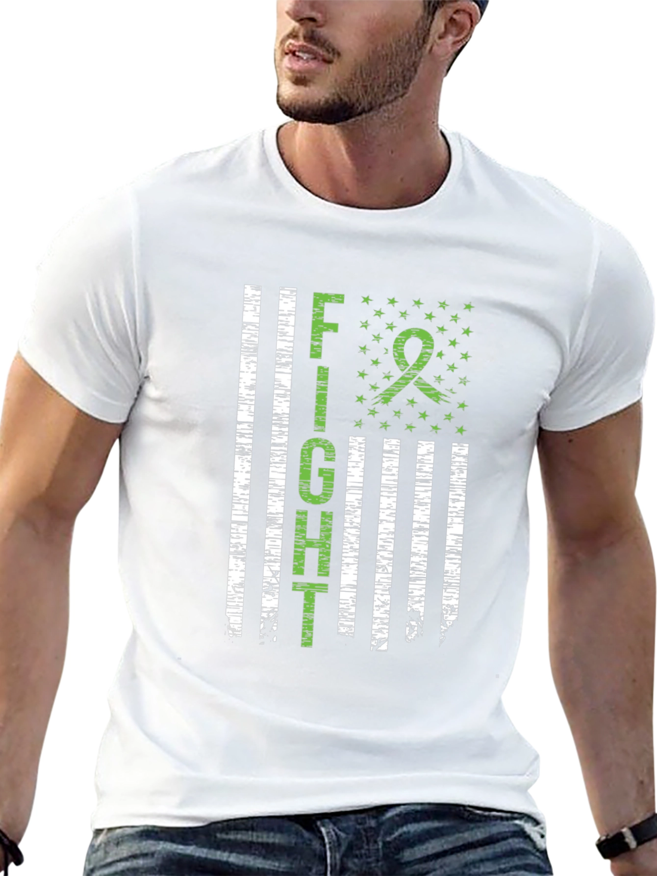 Fight Ribbon Tee - Black Crew Neck T-Shirt