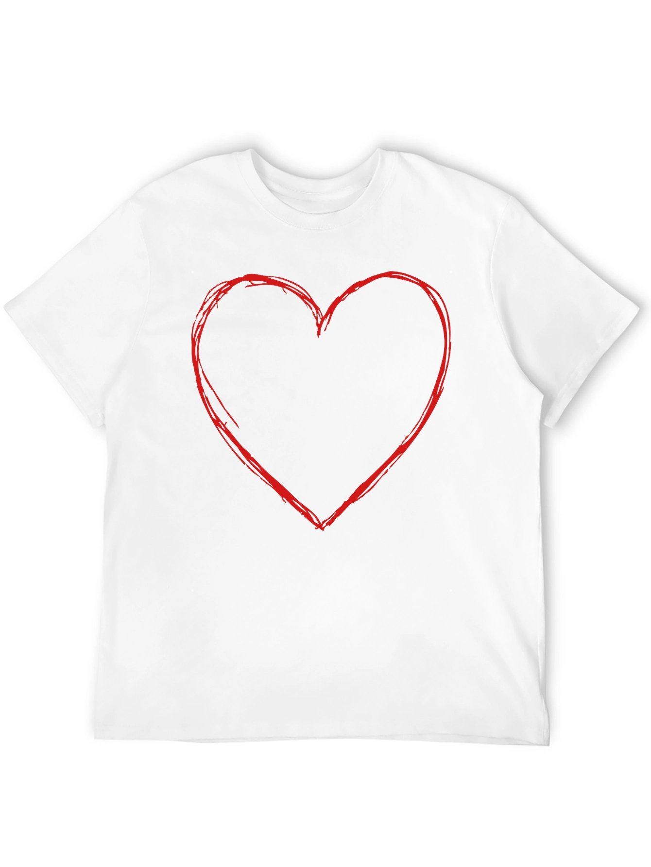 Heart Outline Graphic Tee - Casual Black T-Shirt
