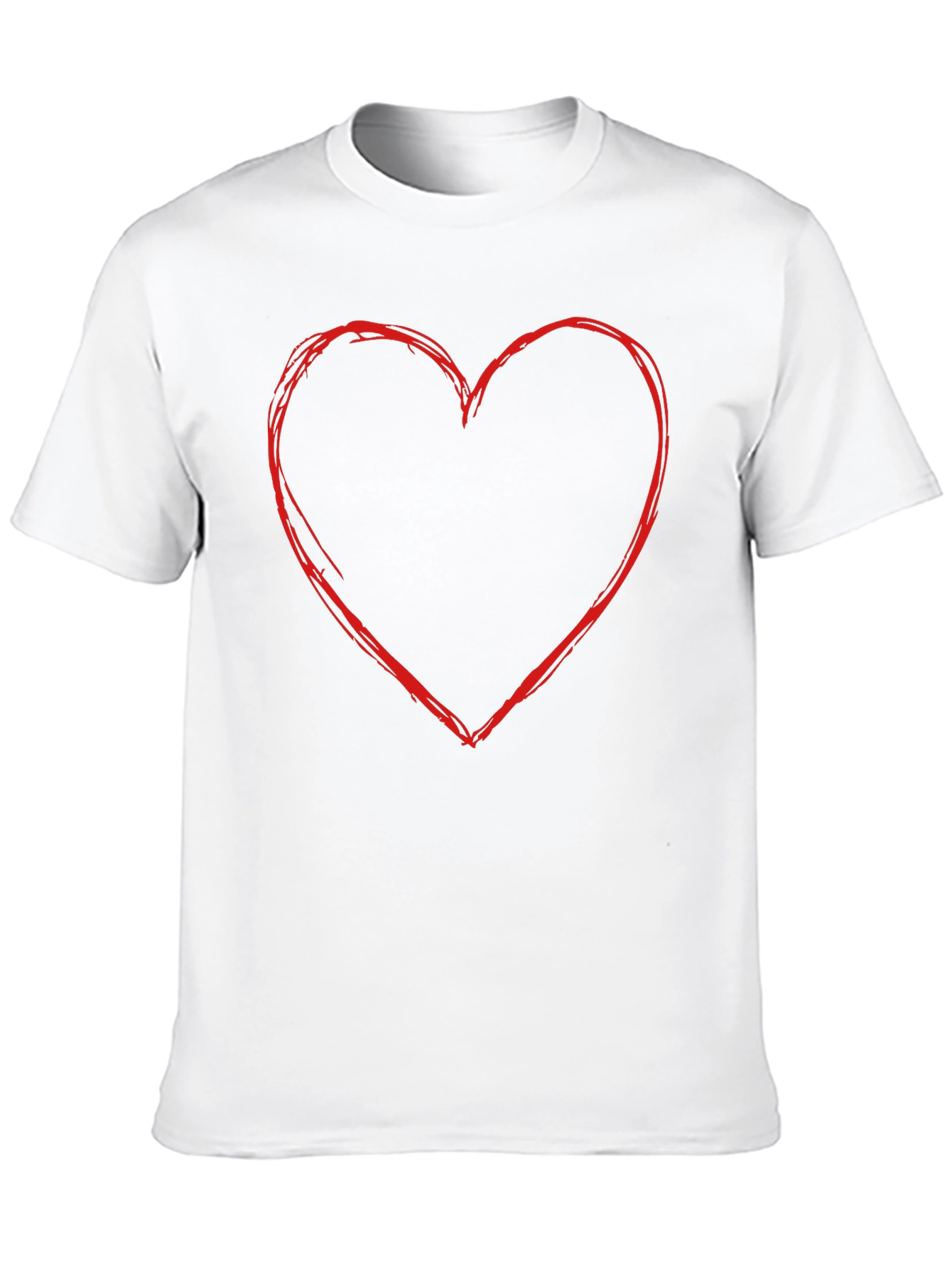 Heart Outline Graphic Tee - Casual Black T-Shirt