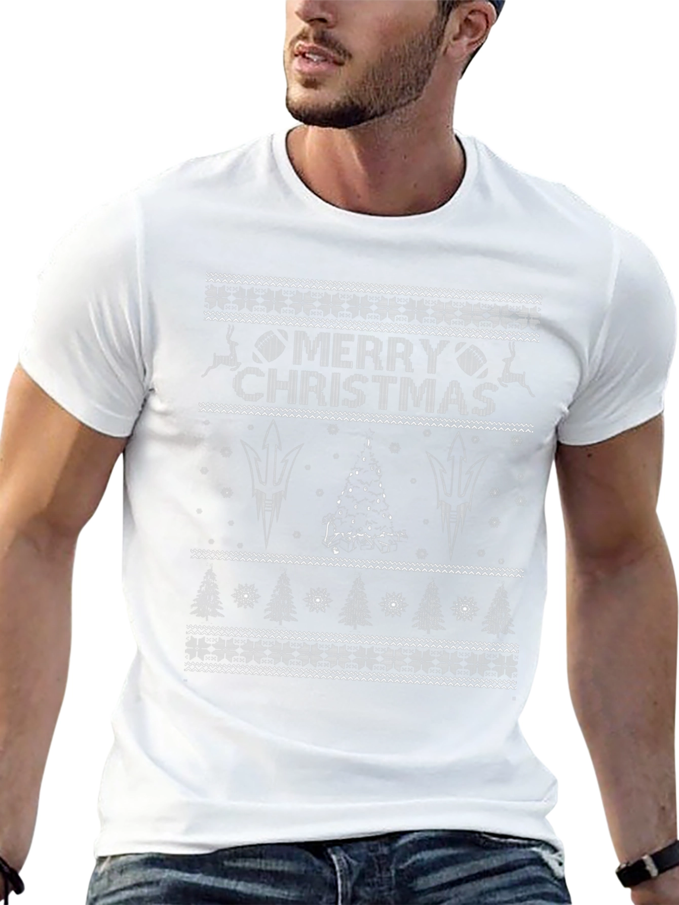 Merry Christmas Ugly Sweater Style Black T-Shirt