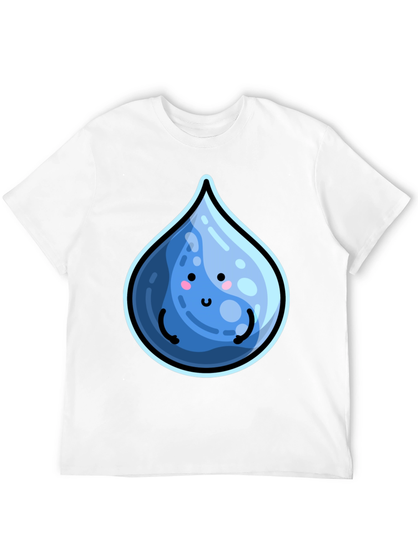Cute Water Drop Graphic Black T-Shirt