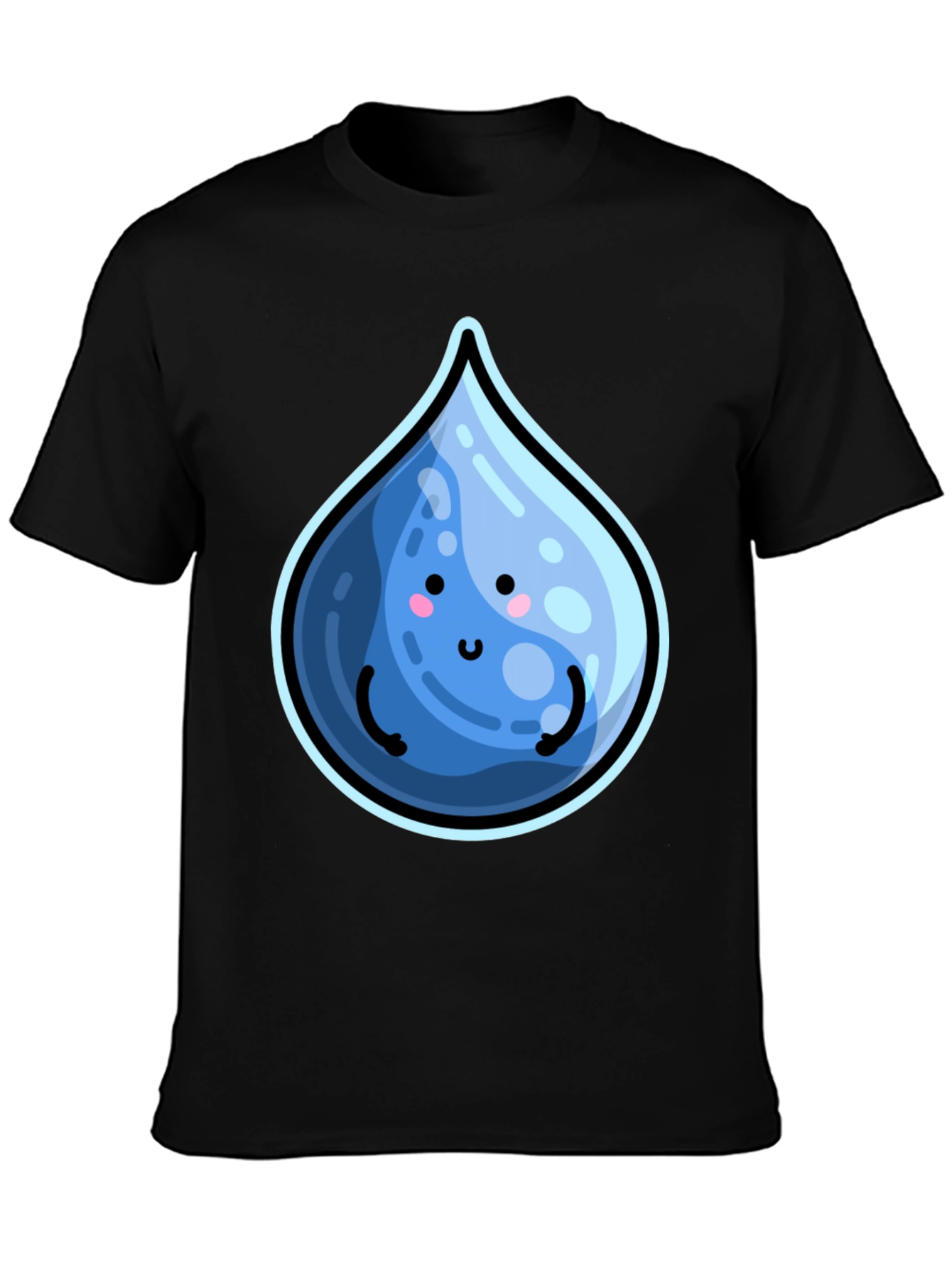 Cute Water Drop Graphic Black T-Shirt