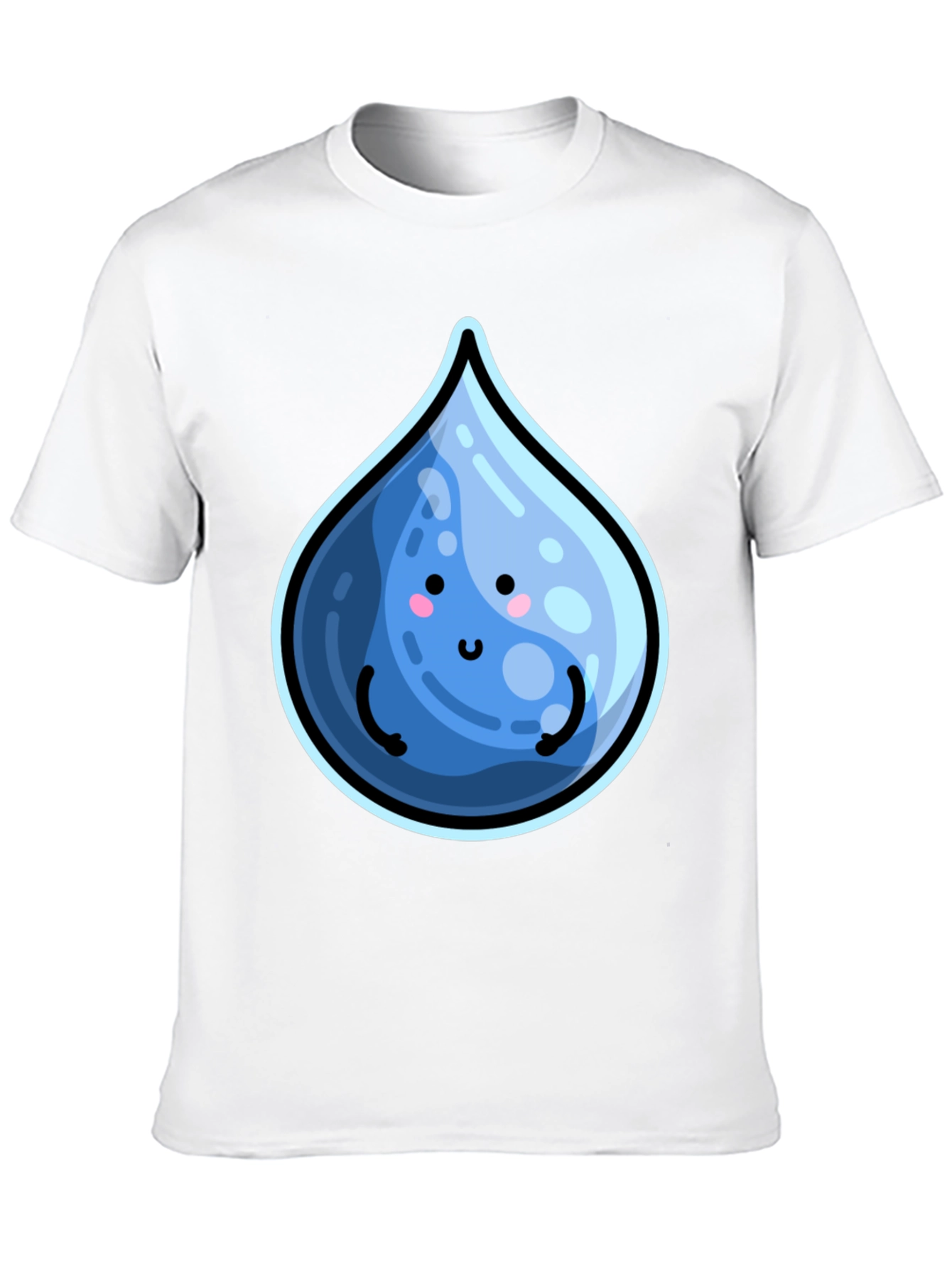 Cute Water Drop Graphic Black T-Shirt