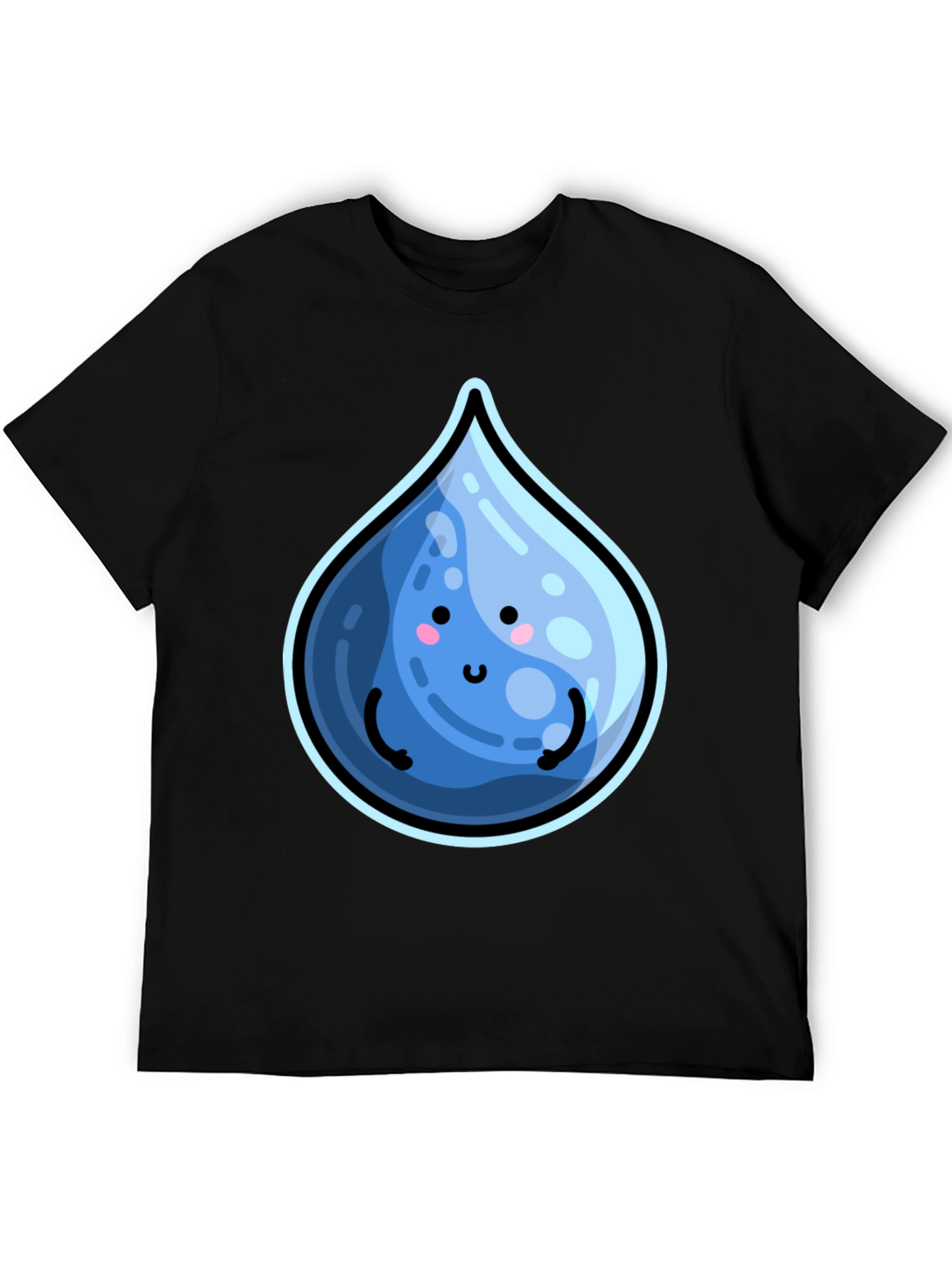 Cute Water Drop Graphic Black T-Shirt