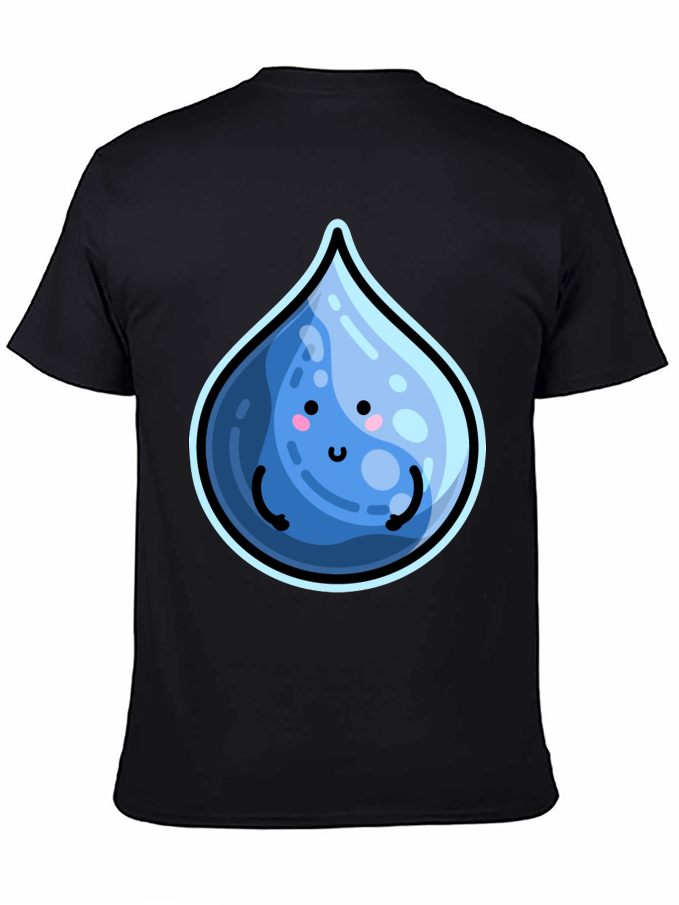 Cute Water Drop Graphic Black T-Shirt