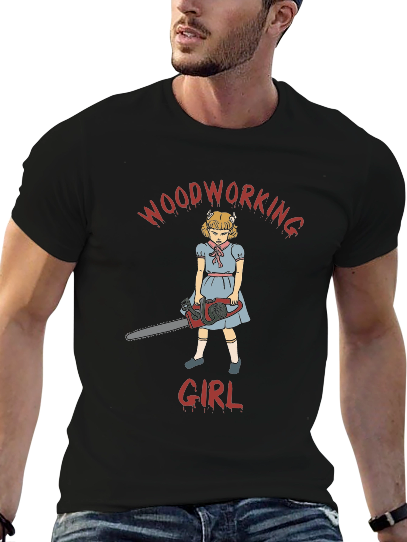Woodworking Girl T-Shirt - Horror Theme