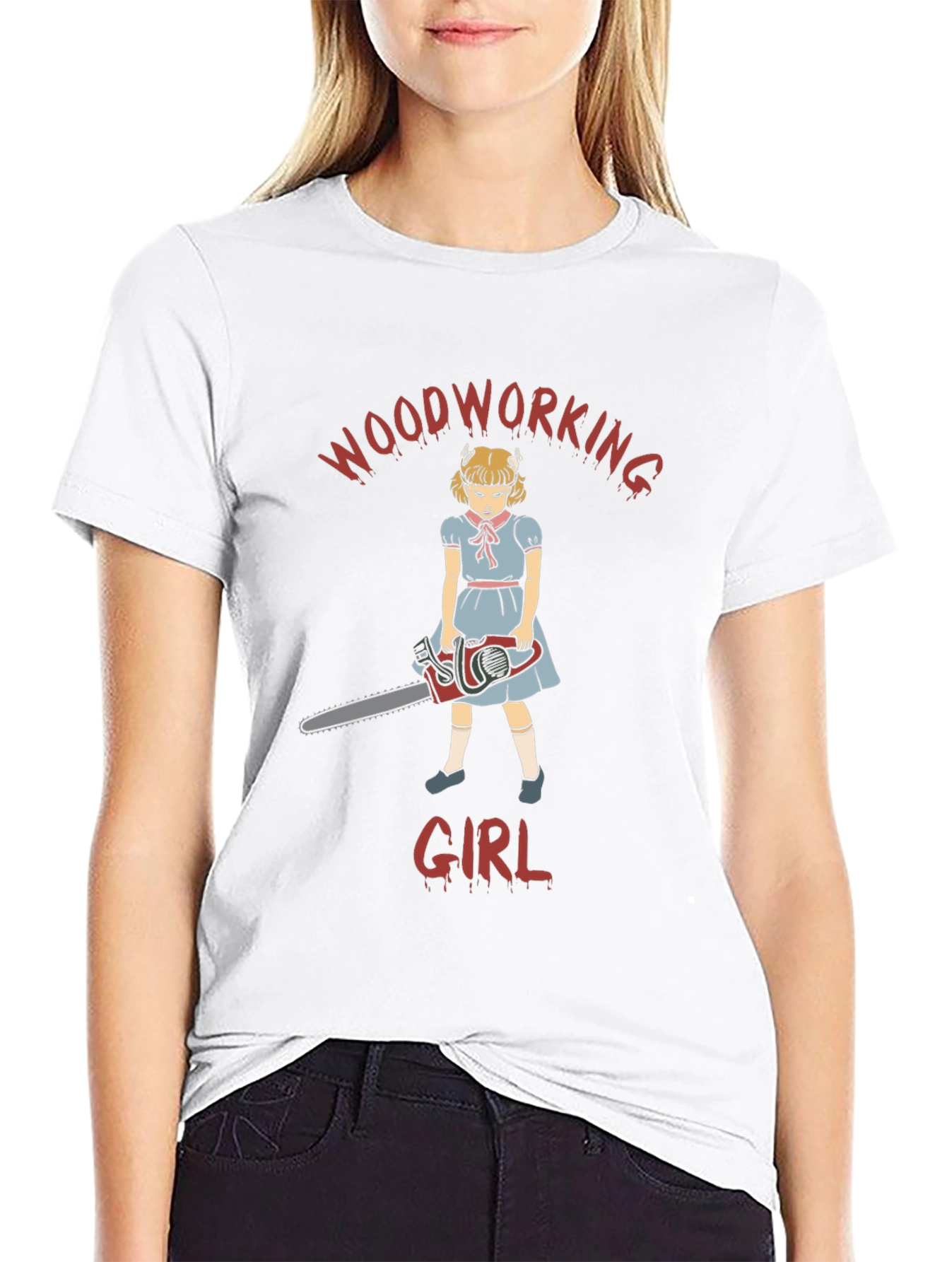 Woodworking Girl T-Shirt - Horror Theme