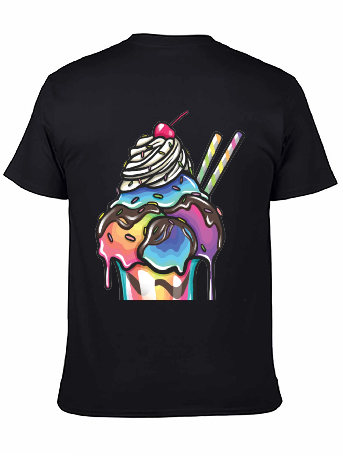 Ice Cream Sundae Graphic T-Shirt - Black