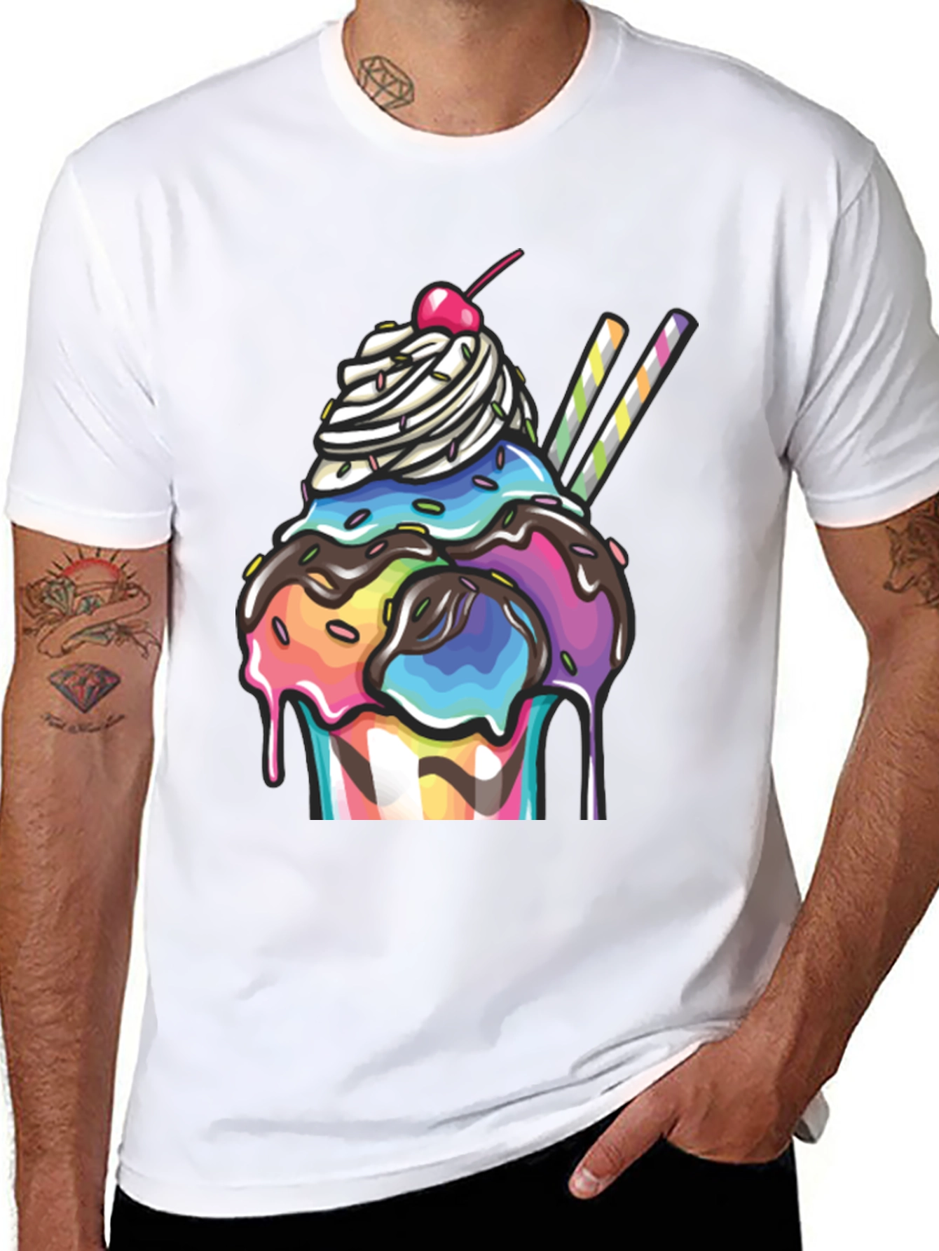 Ice Cream Sundae Graphic T-Shirt - Black