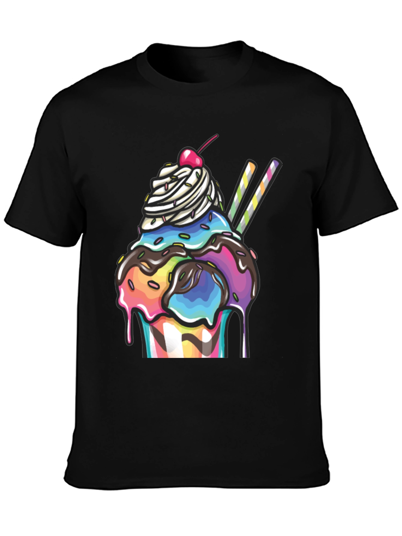 Ice Cream Sundae Graphic T-Shirt - Black