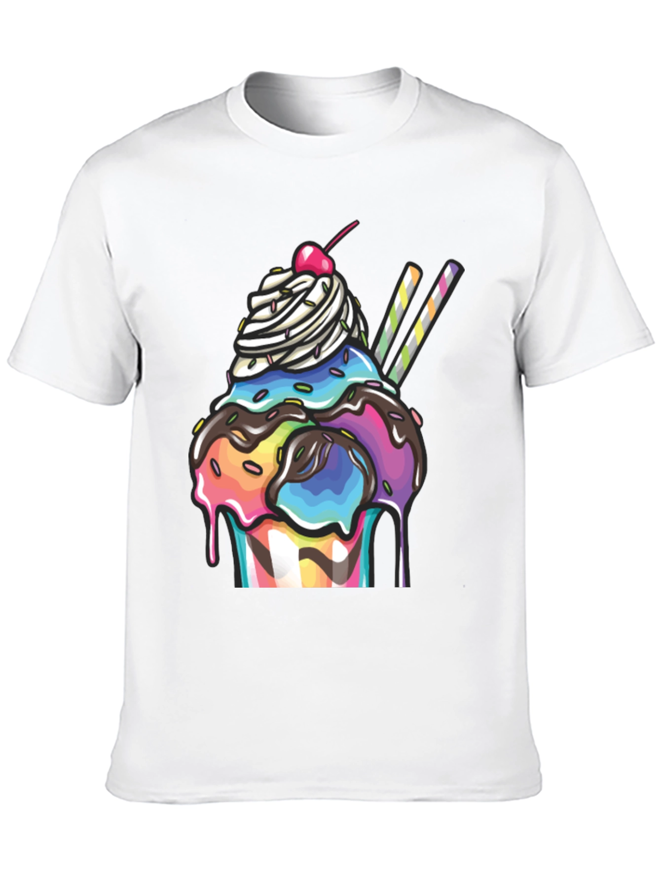Ice Cream Sundae Graphic T-Shirt - Black