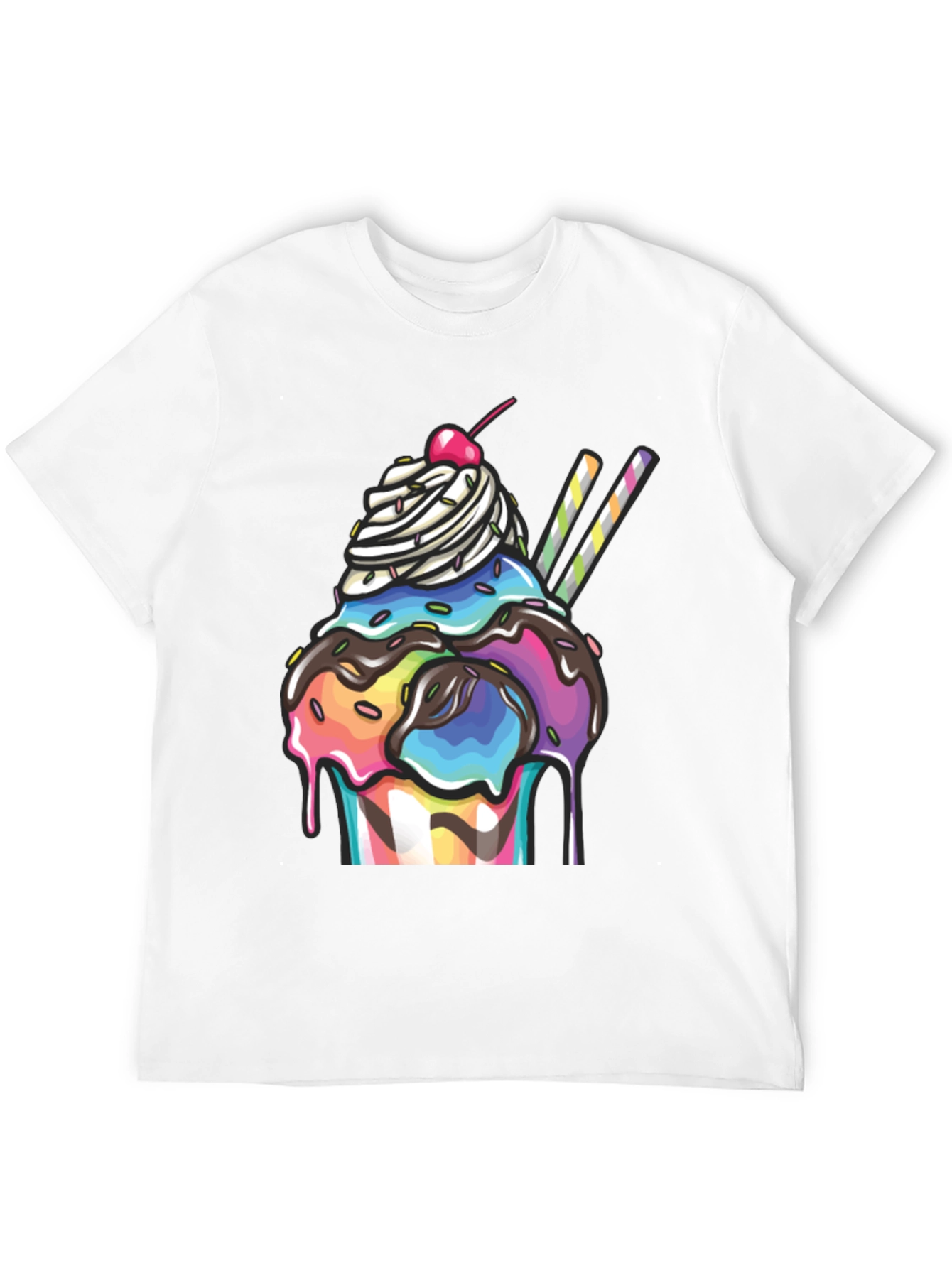 Ice Cream Sundae Graphic T-Shirt - Black