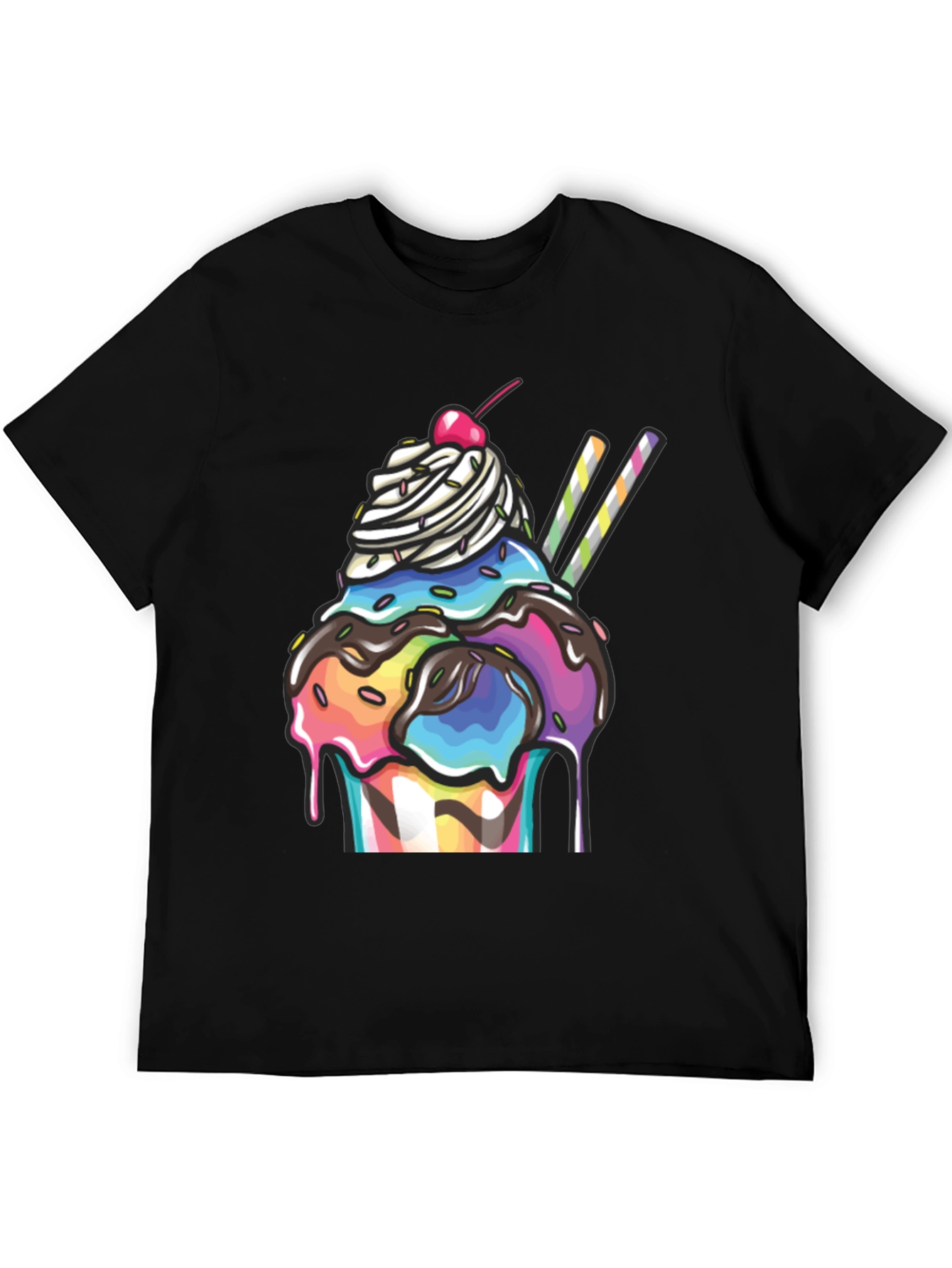 Ice Cream Sundae Graphic T-Shirt - Black
