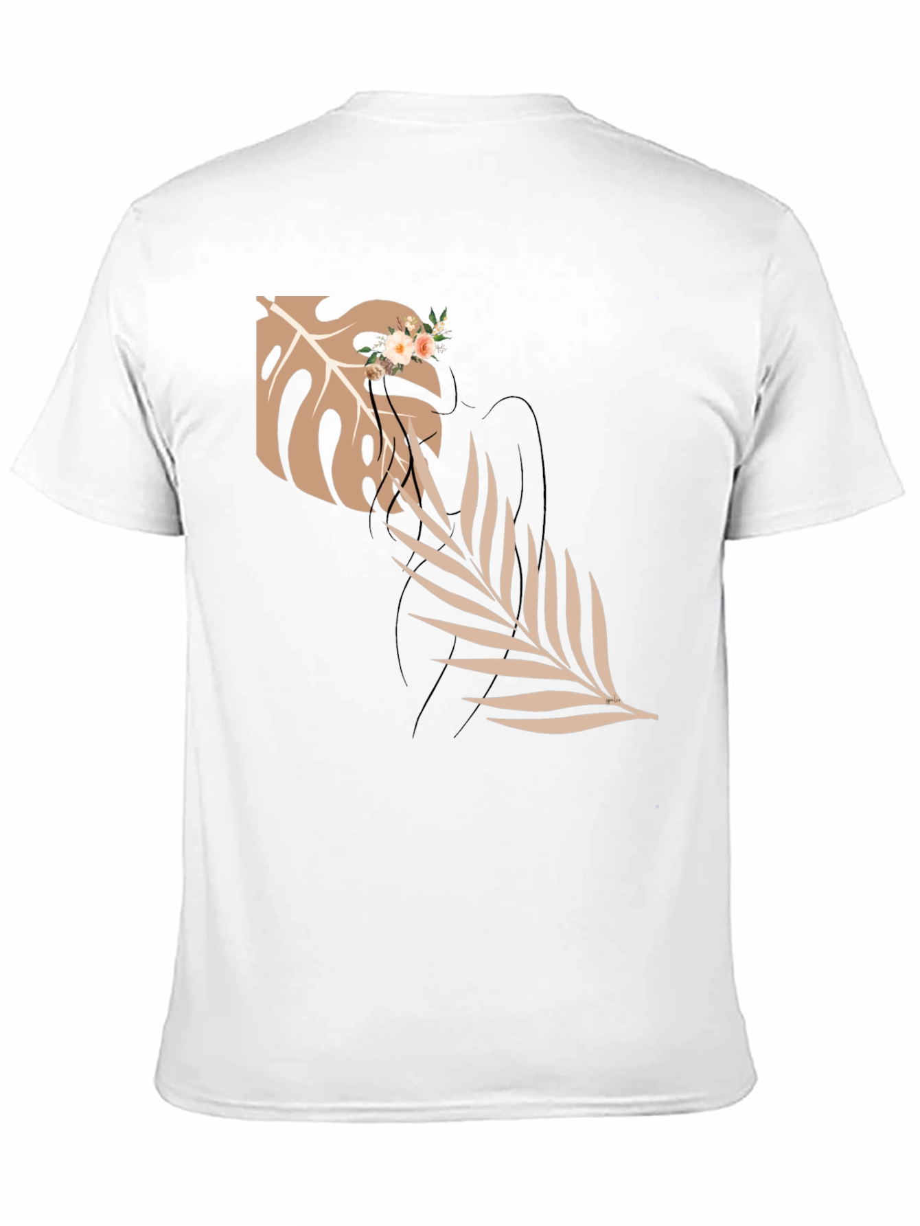 Elegant Black T-Shirt with Botanical Graphic