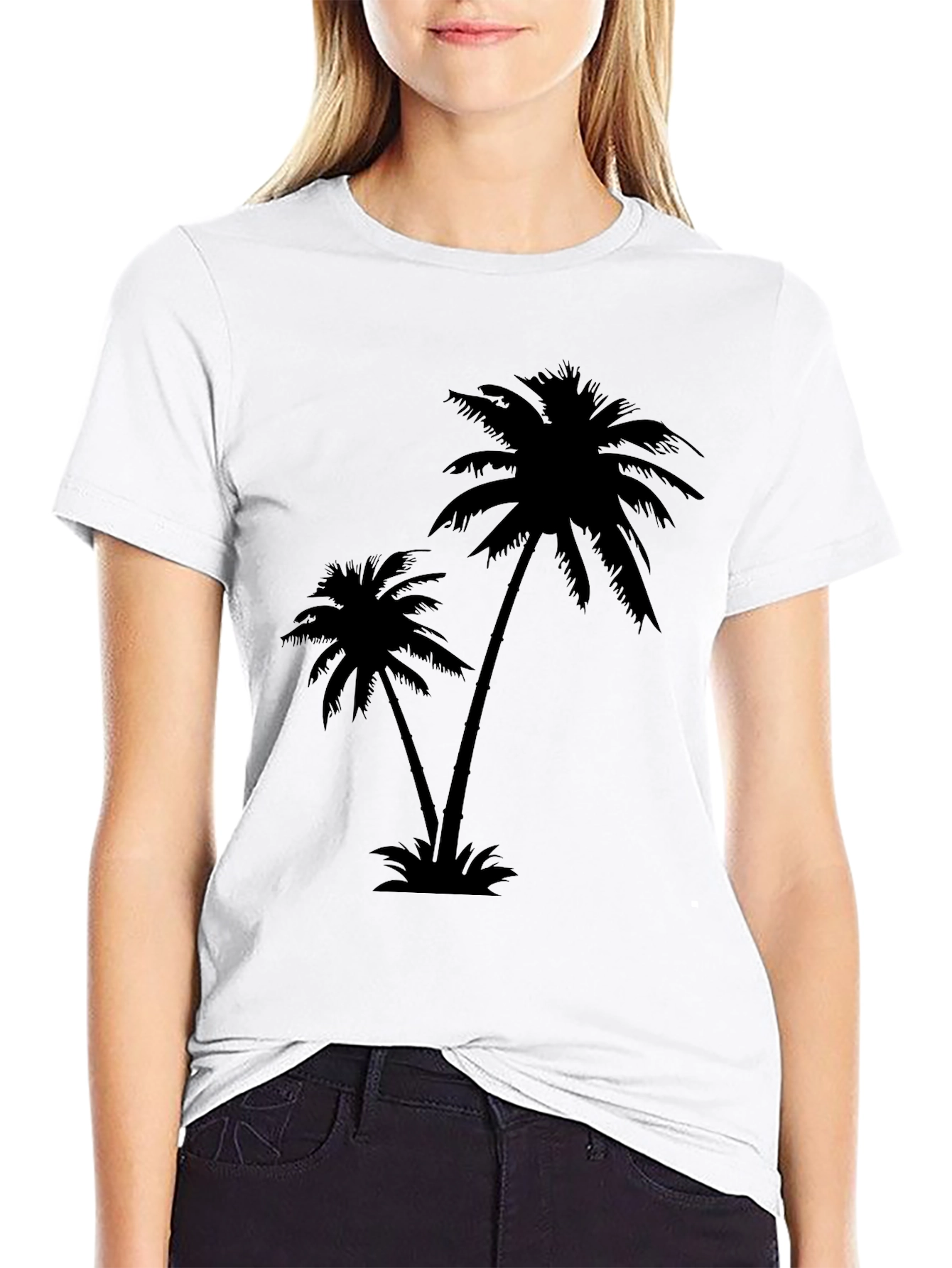 Tropical Palm Tree Graphic Black T-Shirt