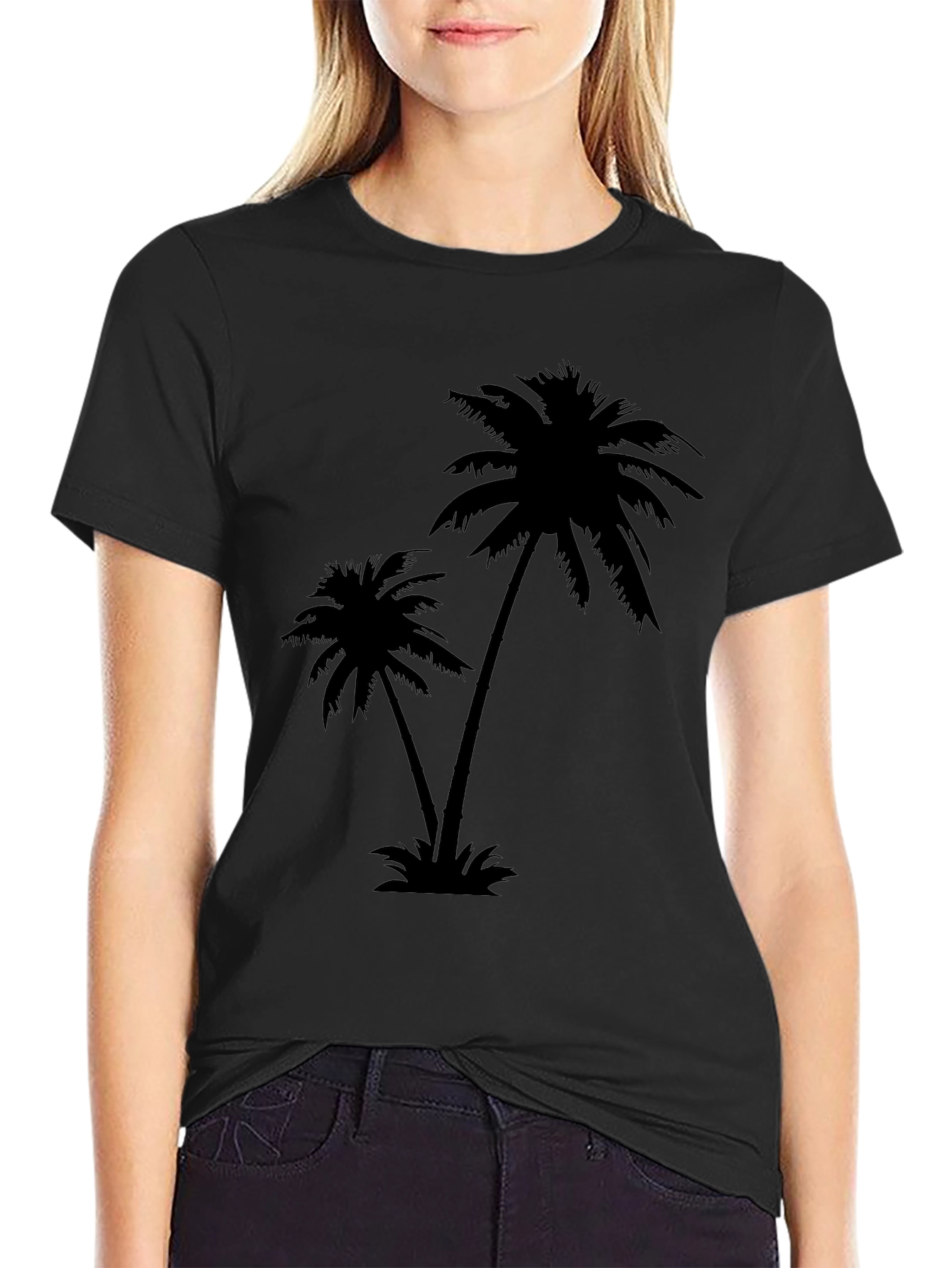 Tropical Palm Tree Graphic Black T-Shirt