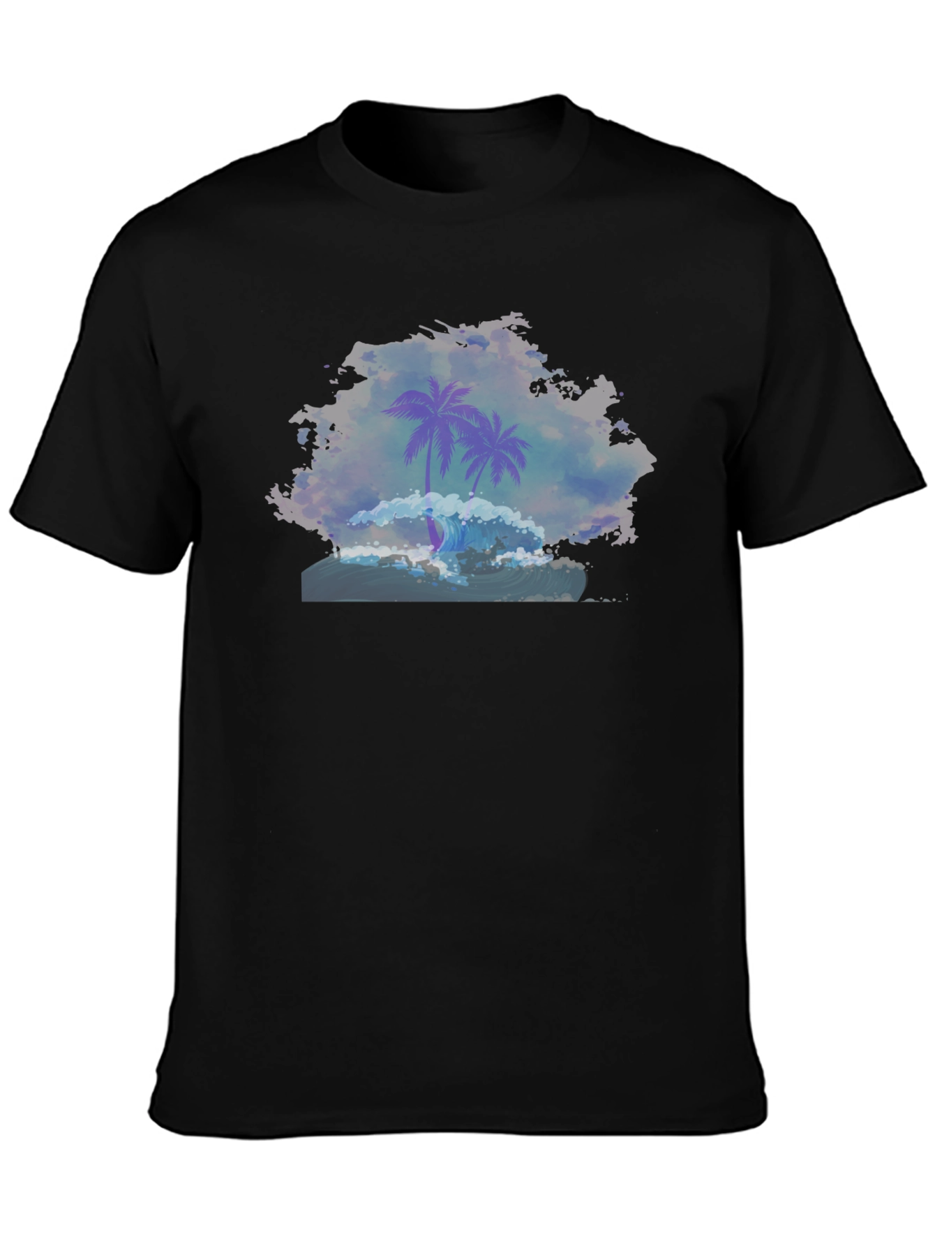 Palm Wave Graphic Tee - Black Cotton Comfort