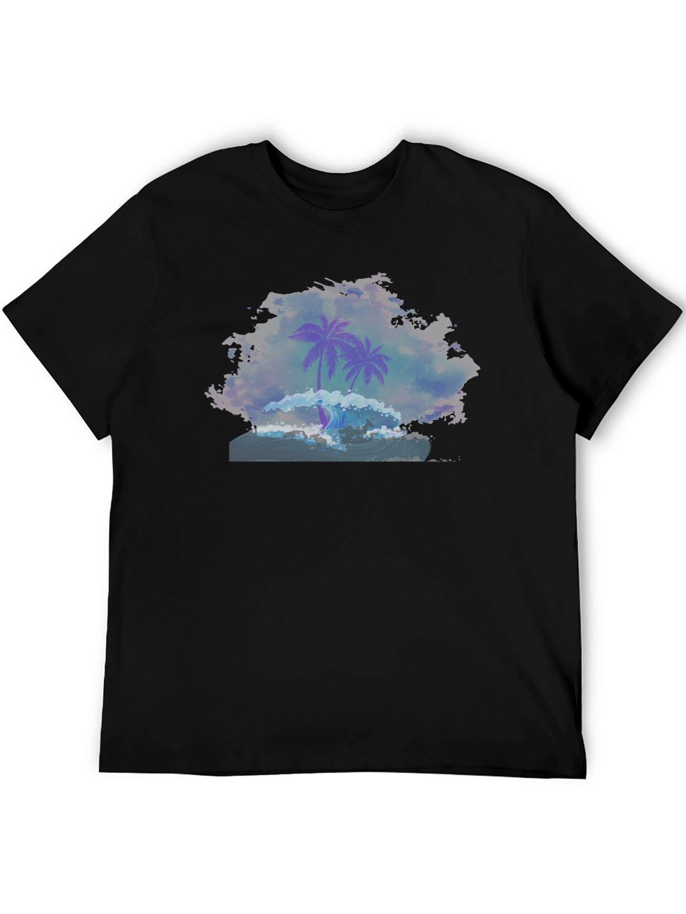 Palm Wave Graphic Tee - Black Cotton Comfort