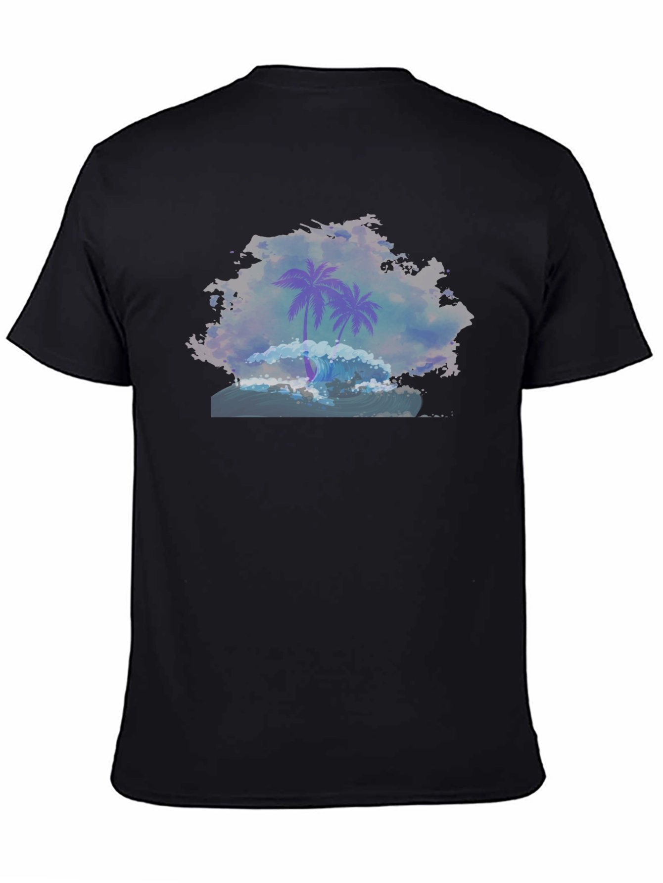 Palm Wave Graphic Tee - Black Cotton Comfort