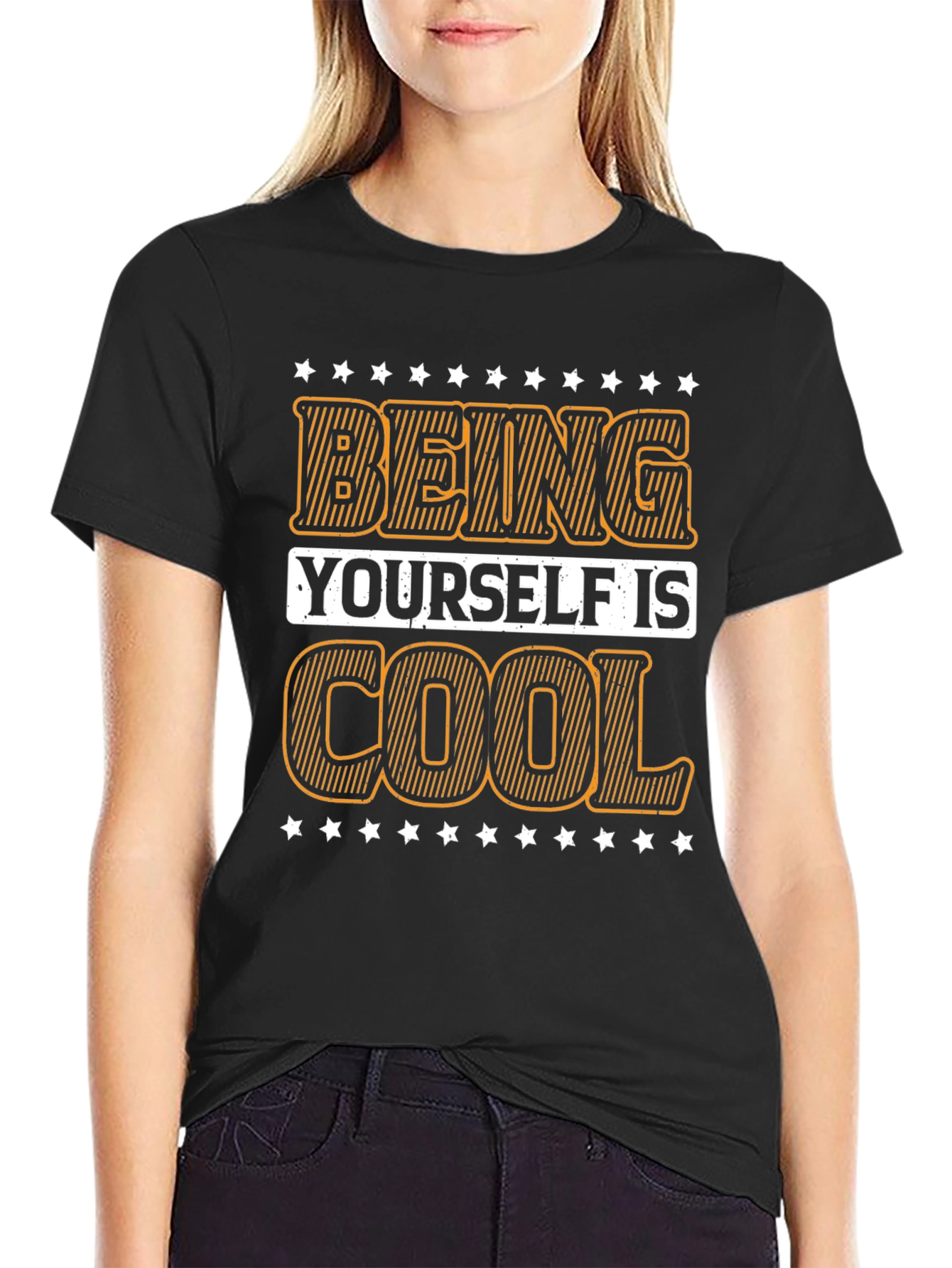 Being Yourself is Cool Black Graphic Tee