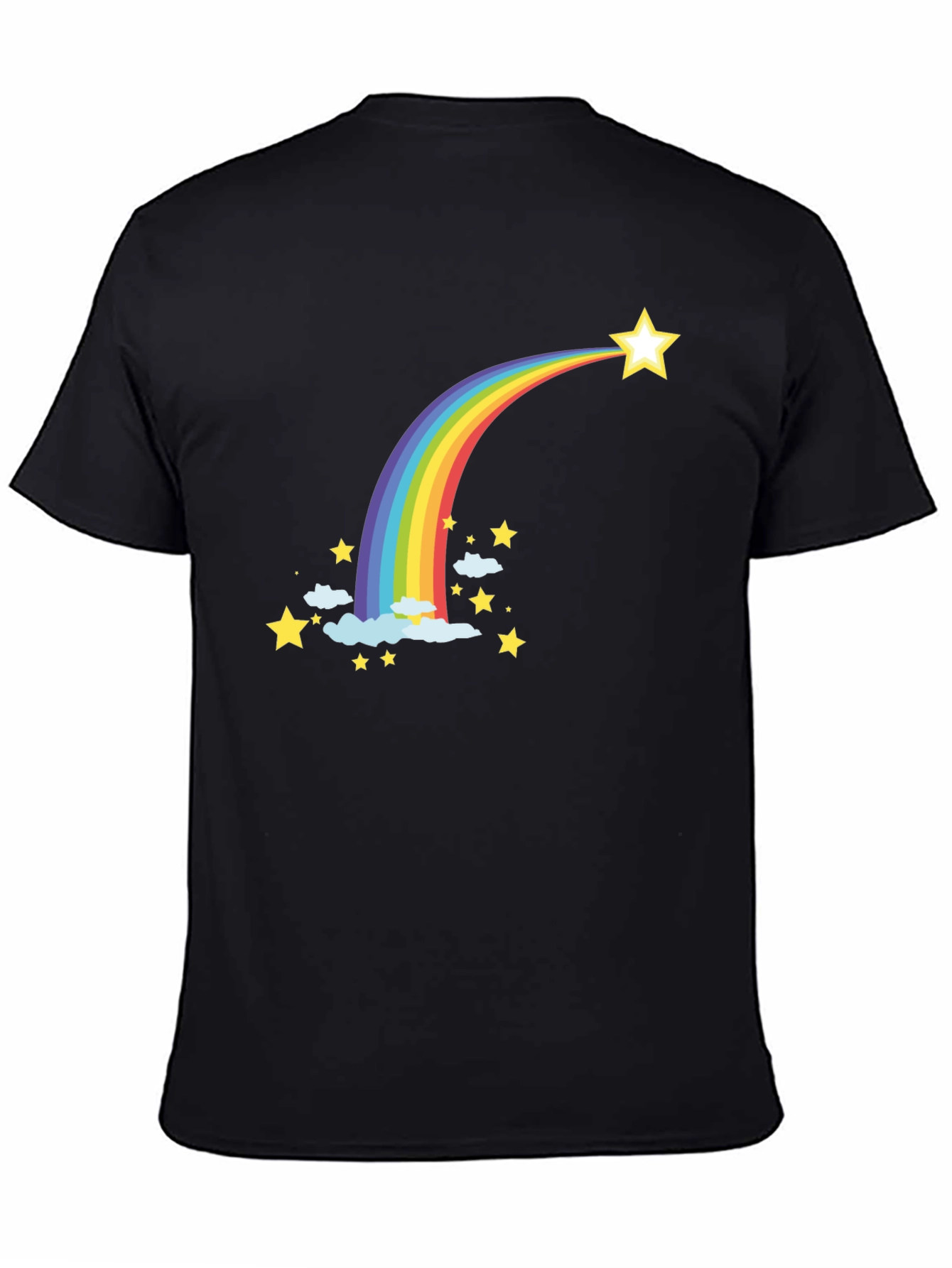 Rainbow Star T-Shirt - Black Cotton Tee