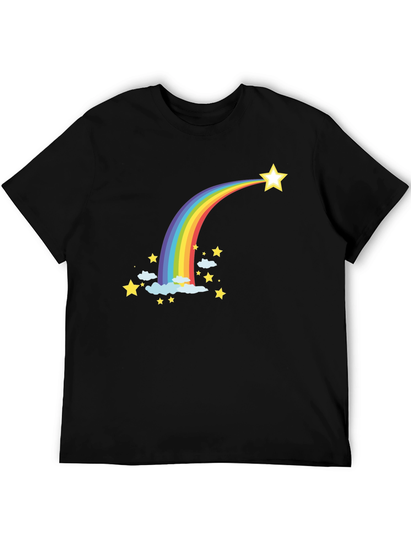Rainbow Star T-Shirt - Black Cotton Tee