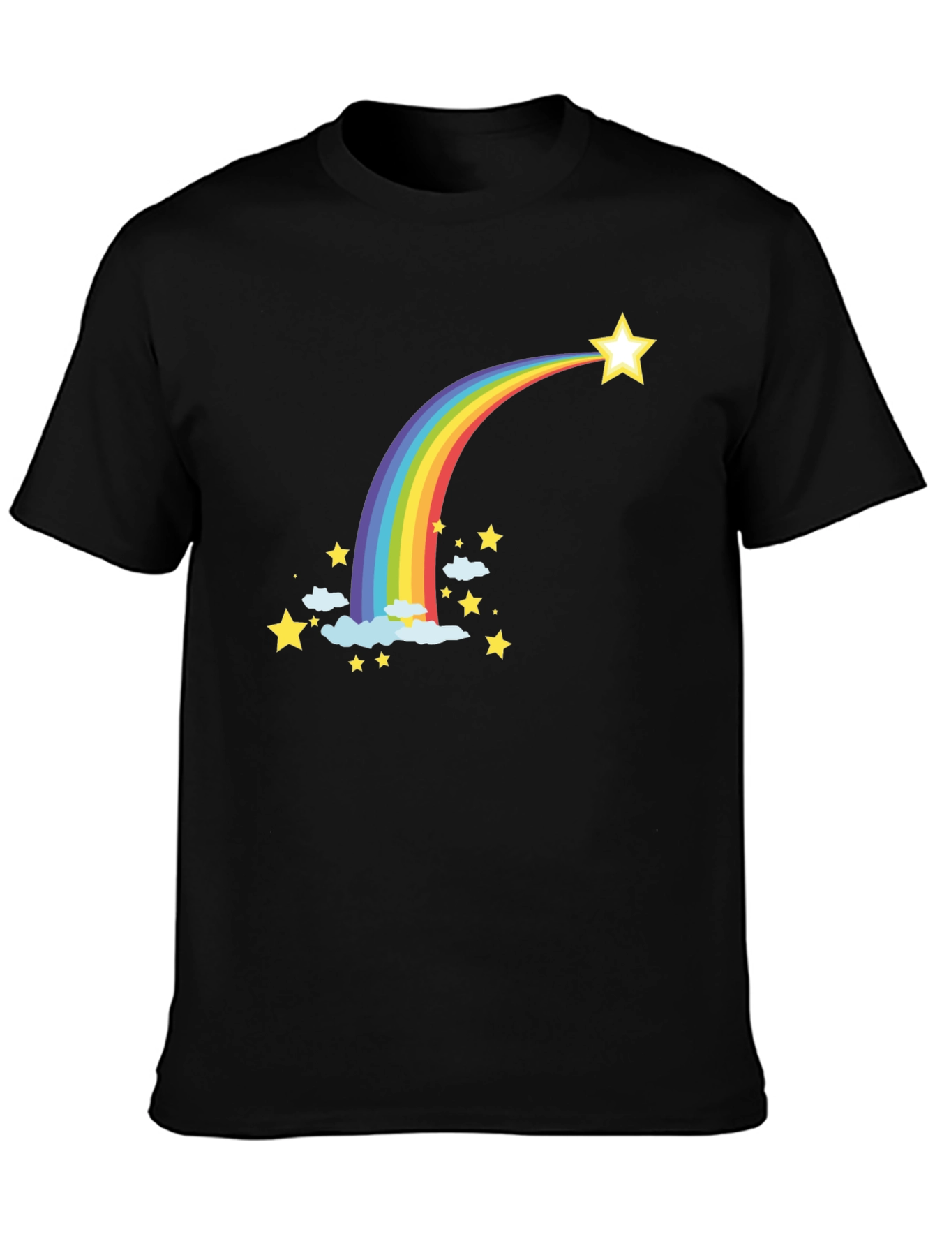 Rainbow Star T-Shirt - Black Cotton Tee