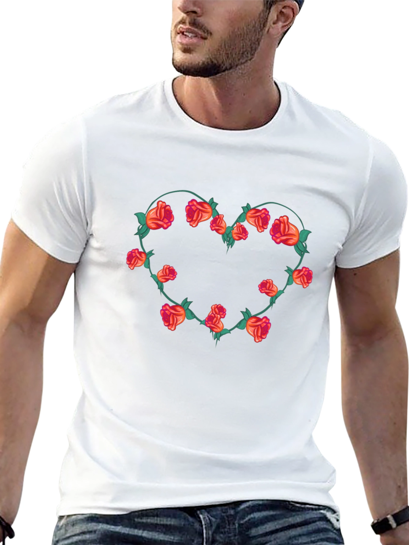Floral Heart Graphic Tee - Black