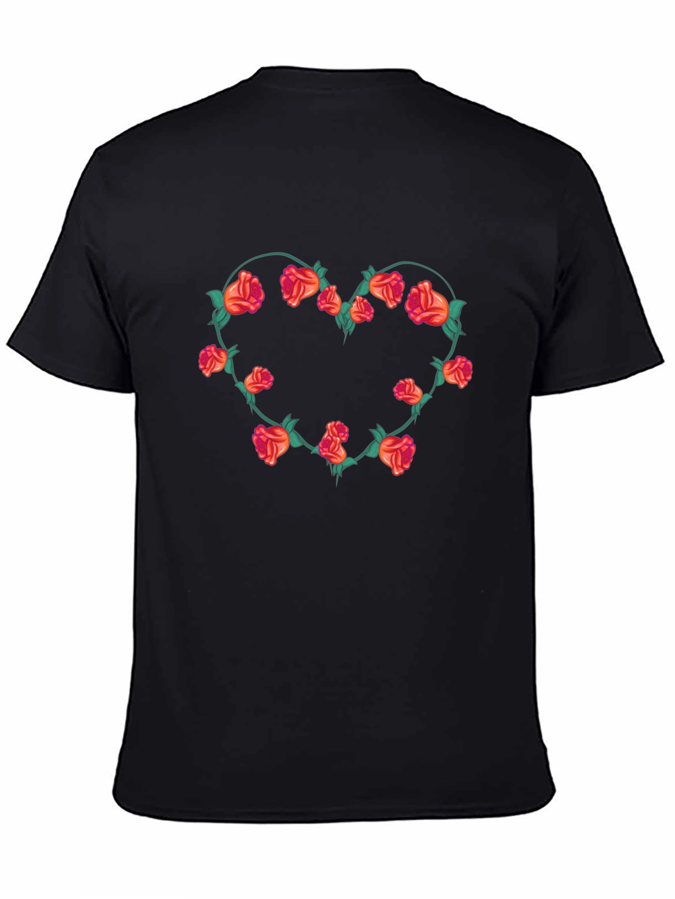 Floral Heart Graphic Tee - Black