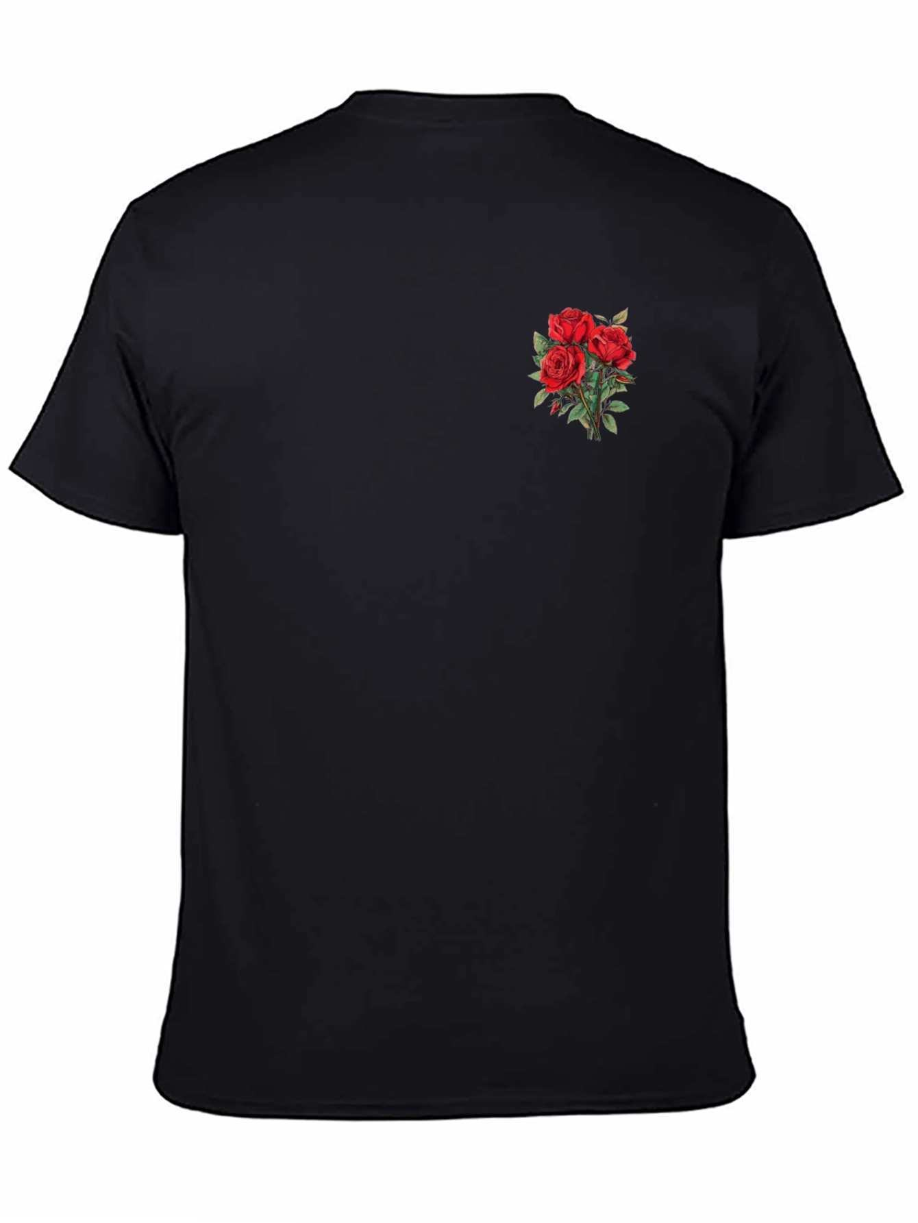 Red Roses Black T-Shirt - Floral Graphic Tee