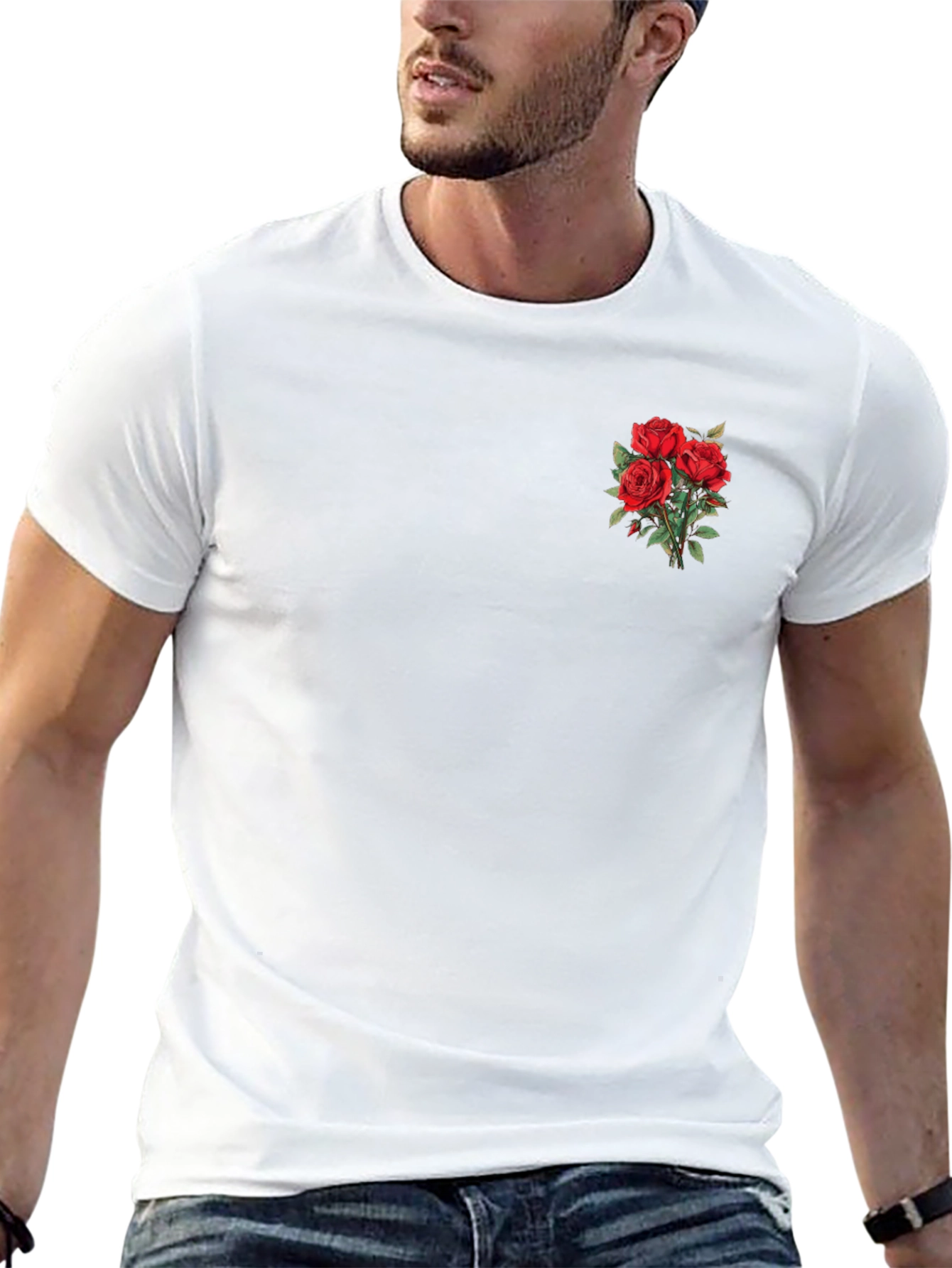 Red Roses Black T-Shirt - Floral Graphic Tee