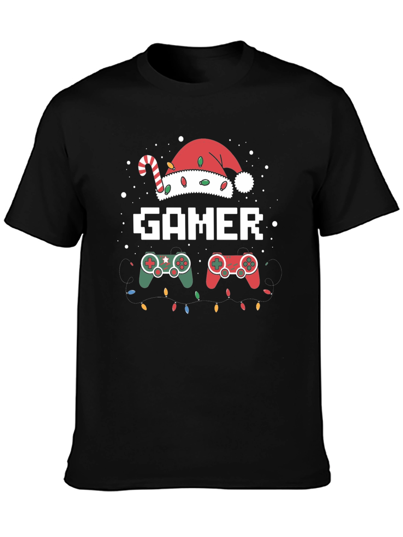 Gamer Christmas T-Shirt with Santa Hat