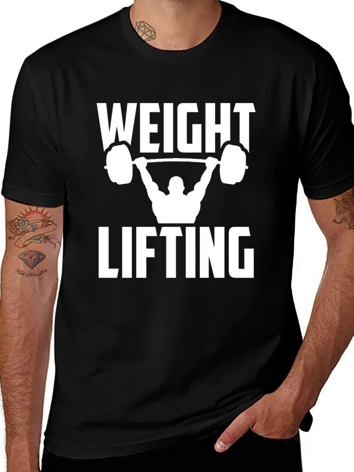 Weight Lifting Graphic Tee - Black Cotton T-Shirt
