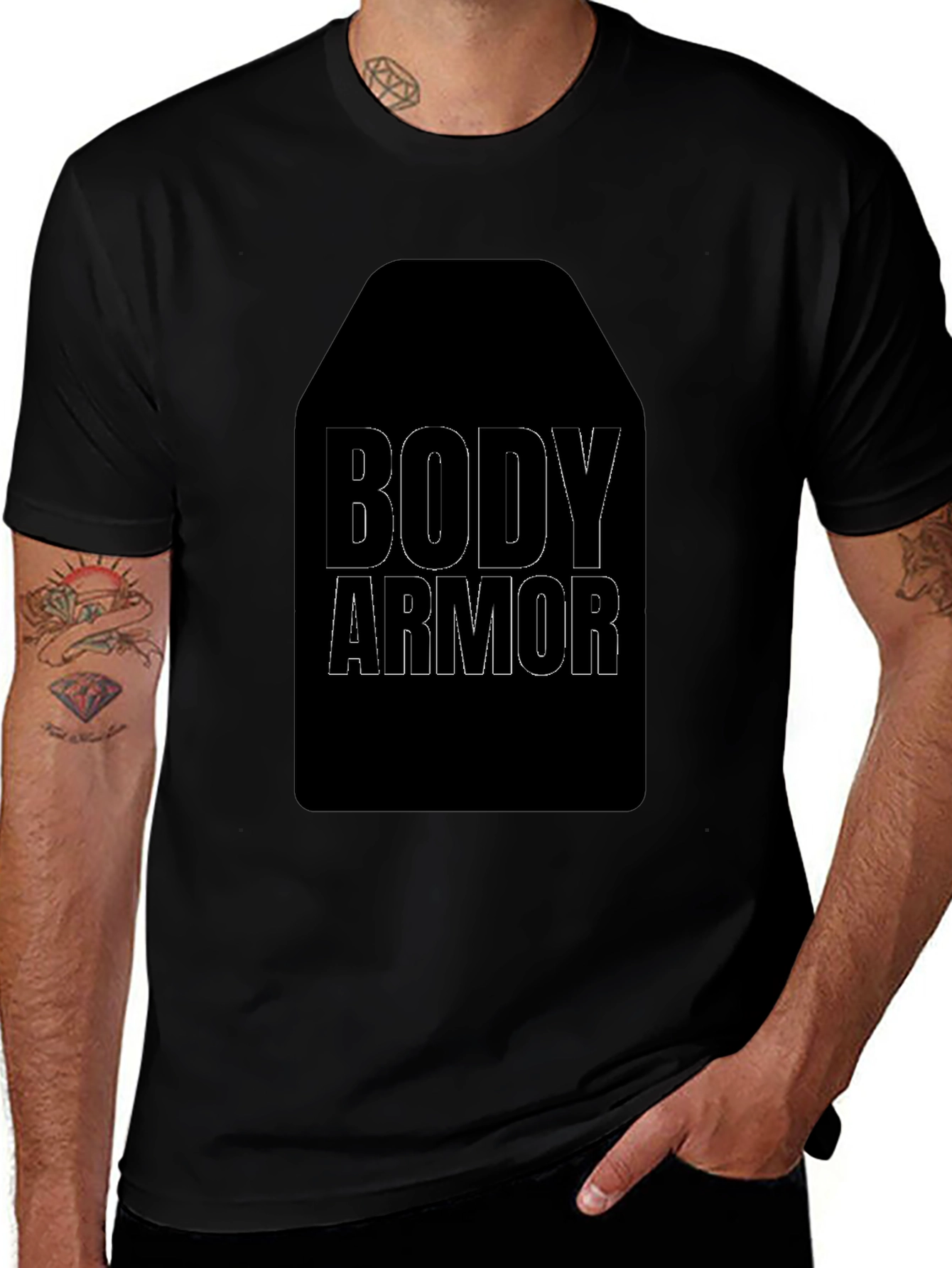 Body Armor Graphic Tee - Black Cotton T-Shirt