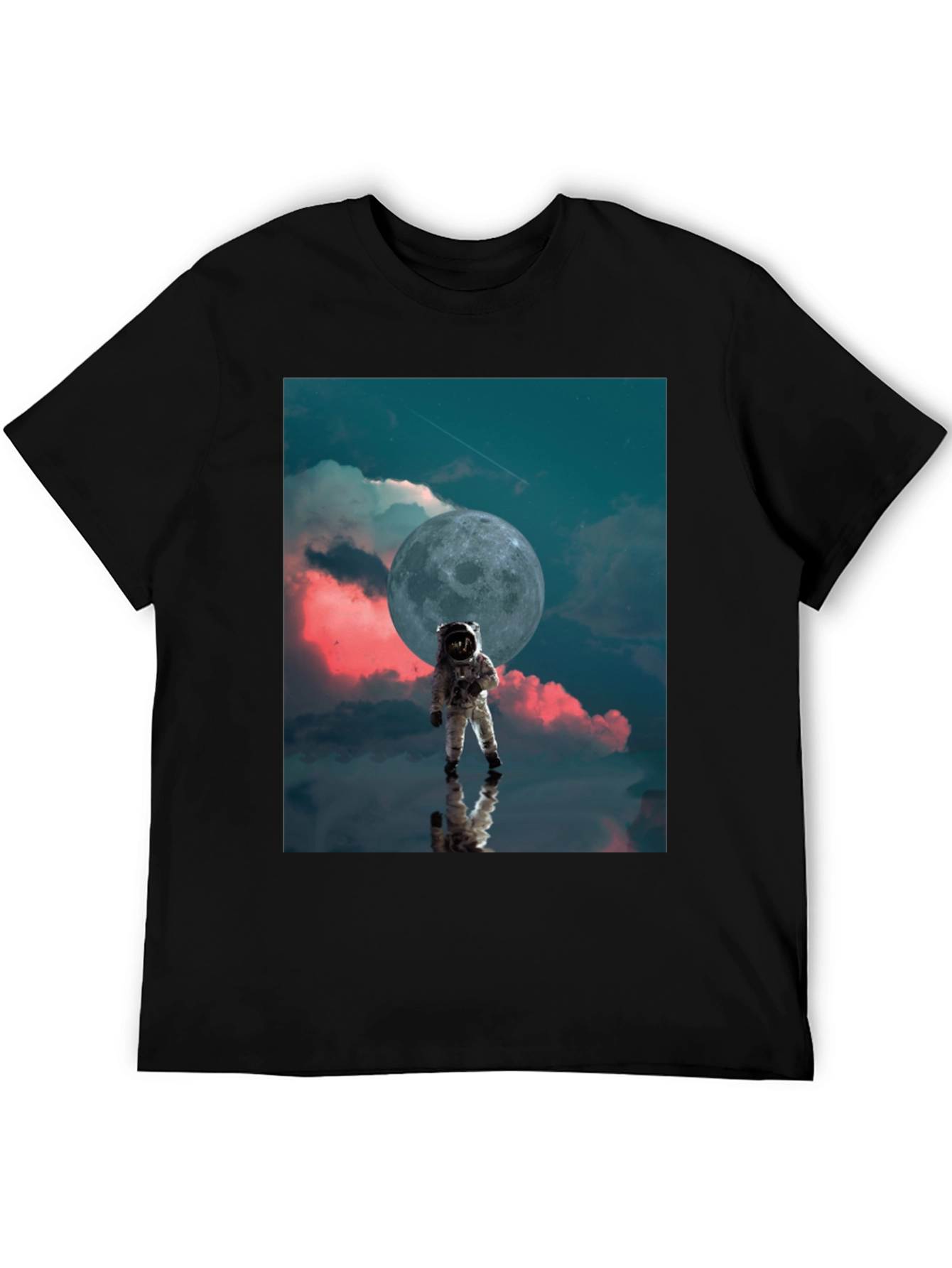 Astronaut Moon Graphic Black T-Shirt