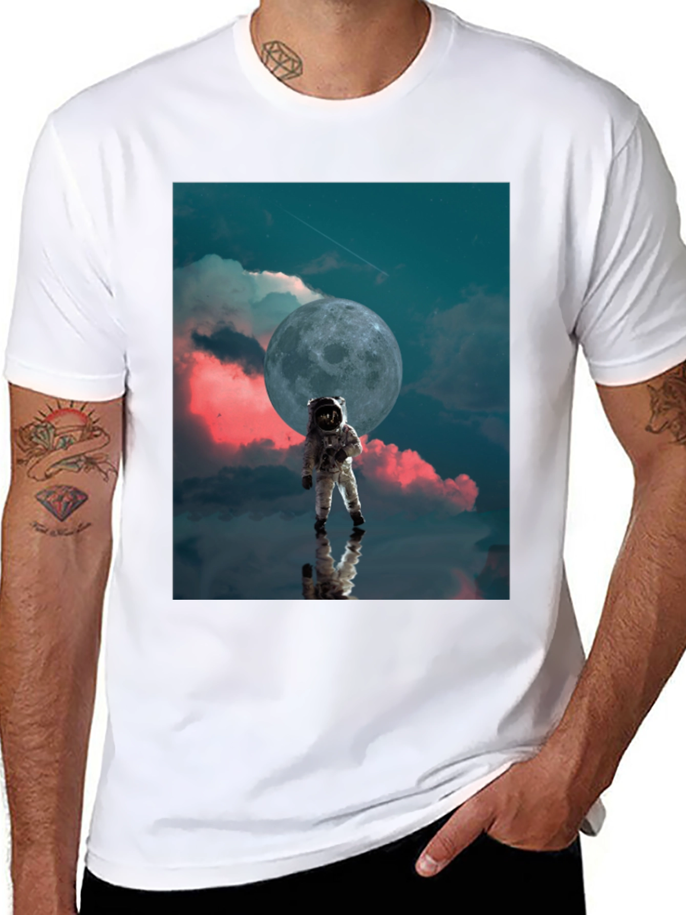 Astronaut Moon Graphic Black T-Shirt