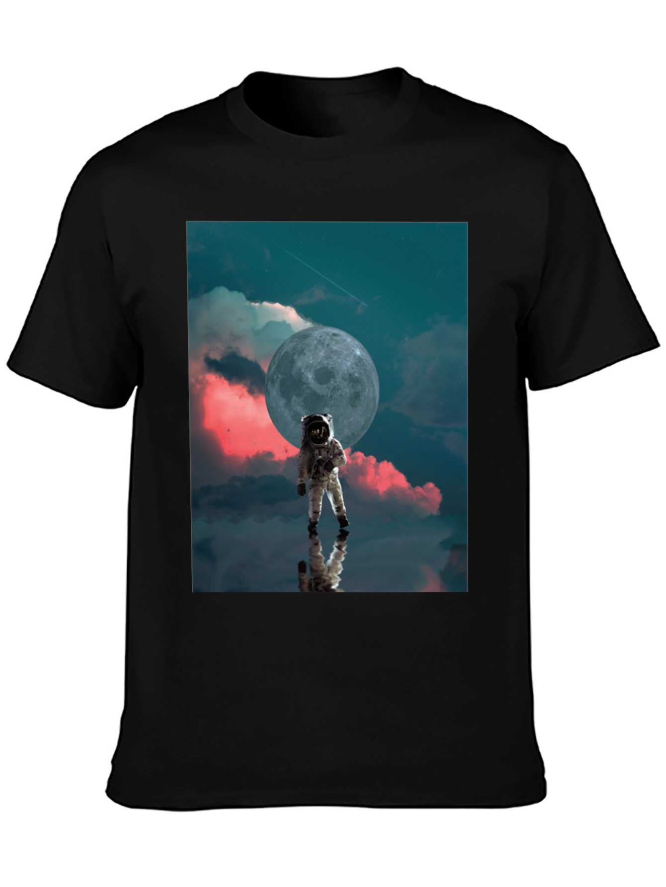 Astronaut Moon Graphic Black T-Shirt