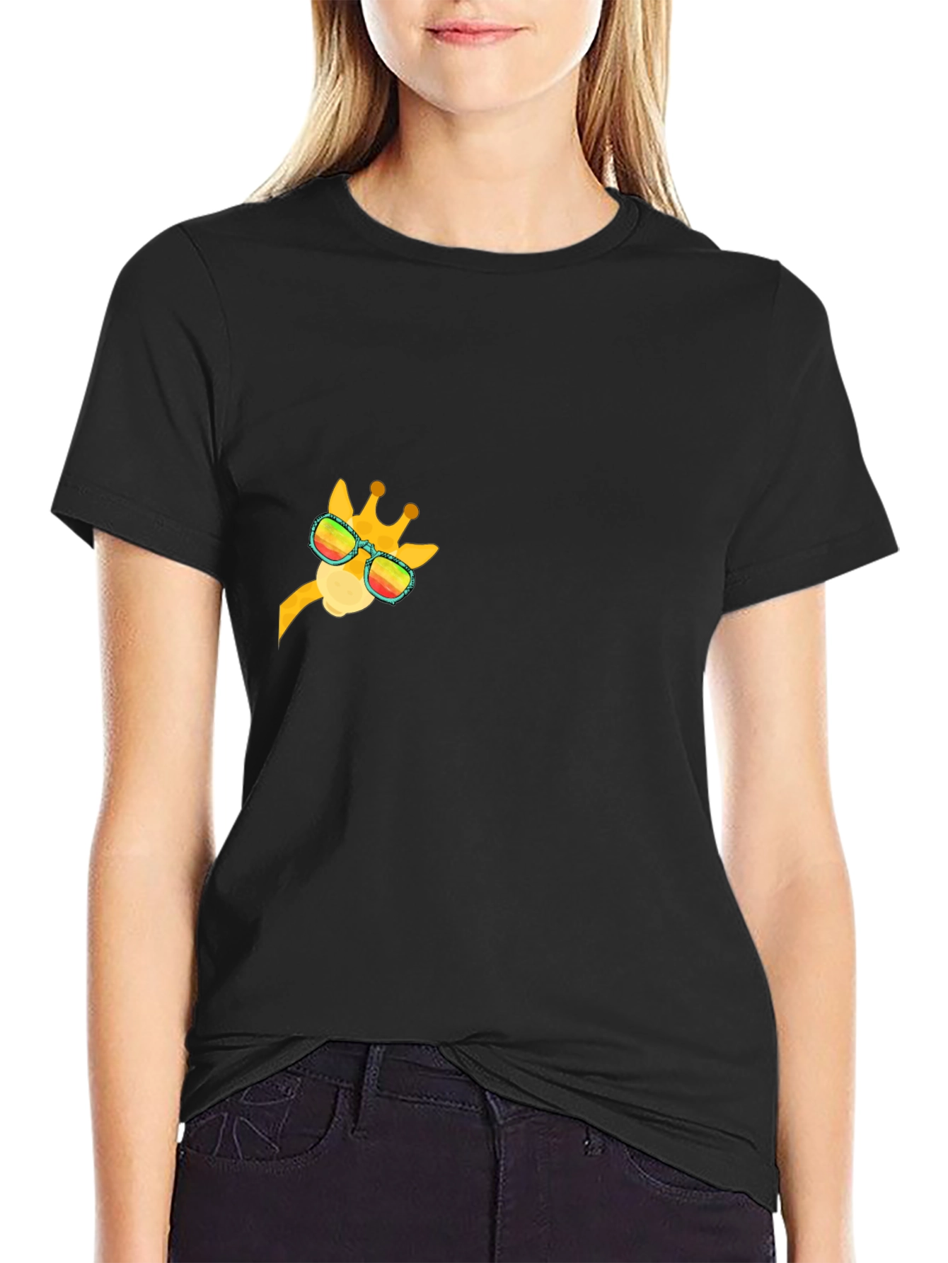 Cool Giraffe Graphic Tee - Black