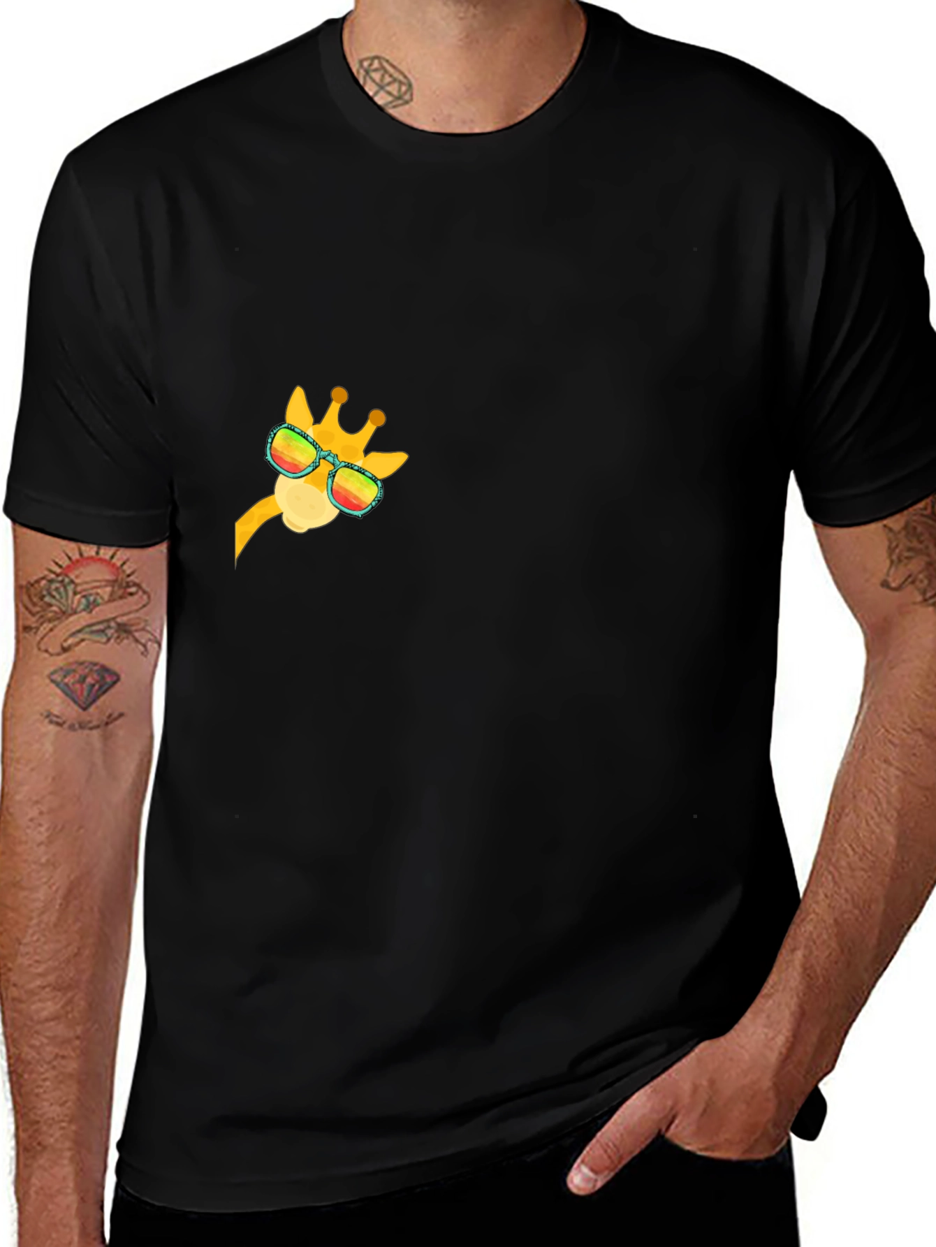Cool Giraffe Graphic Tee - Black