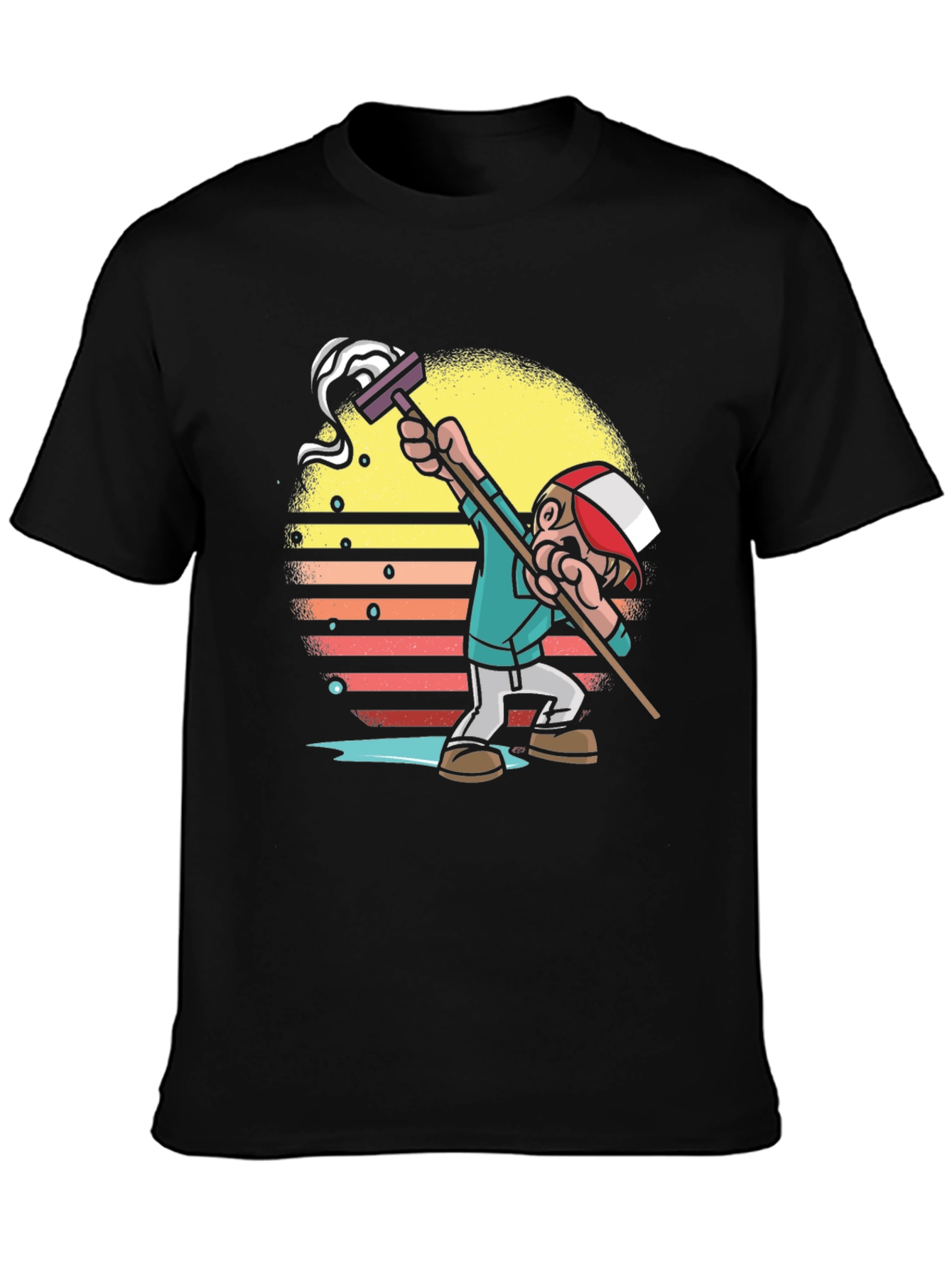 Retro Style Mop Cartoon Graphic T-Shirt