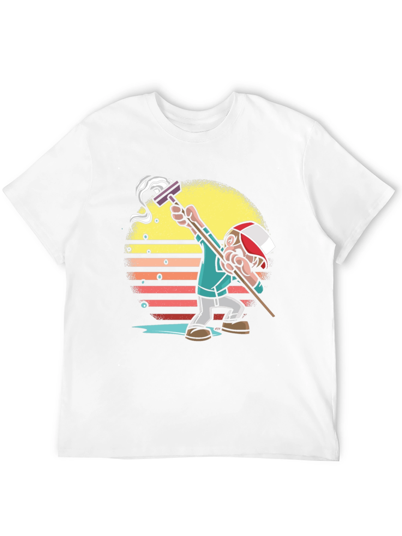 Retro Style Mop Cartoon Graphic T-Shirt