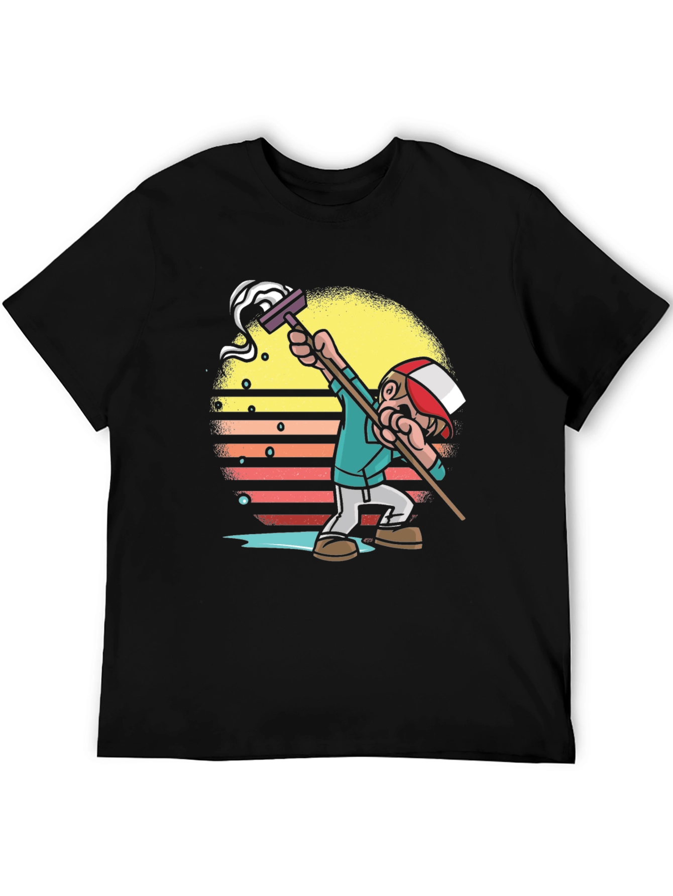 Retro Style Mop Cartoon Graphic T-Shirt
