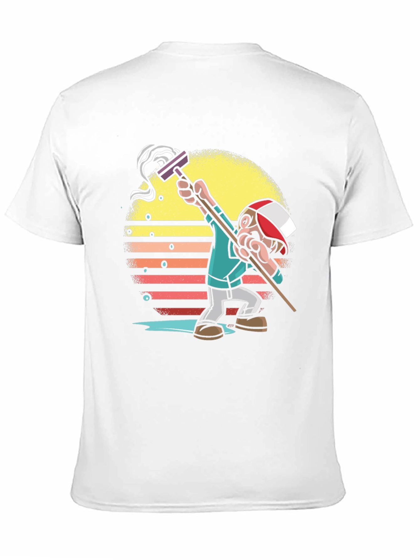 Retro Style Mop Cartoon Graphic T-Shirt